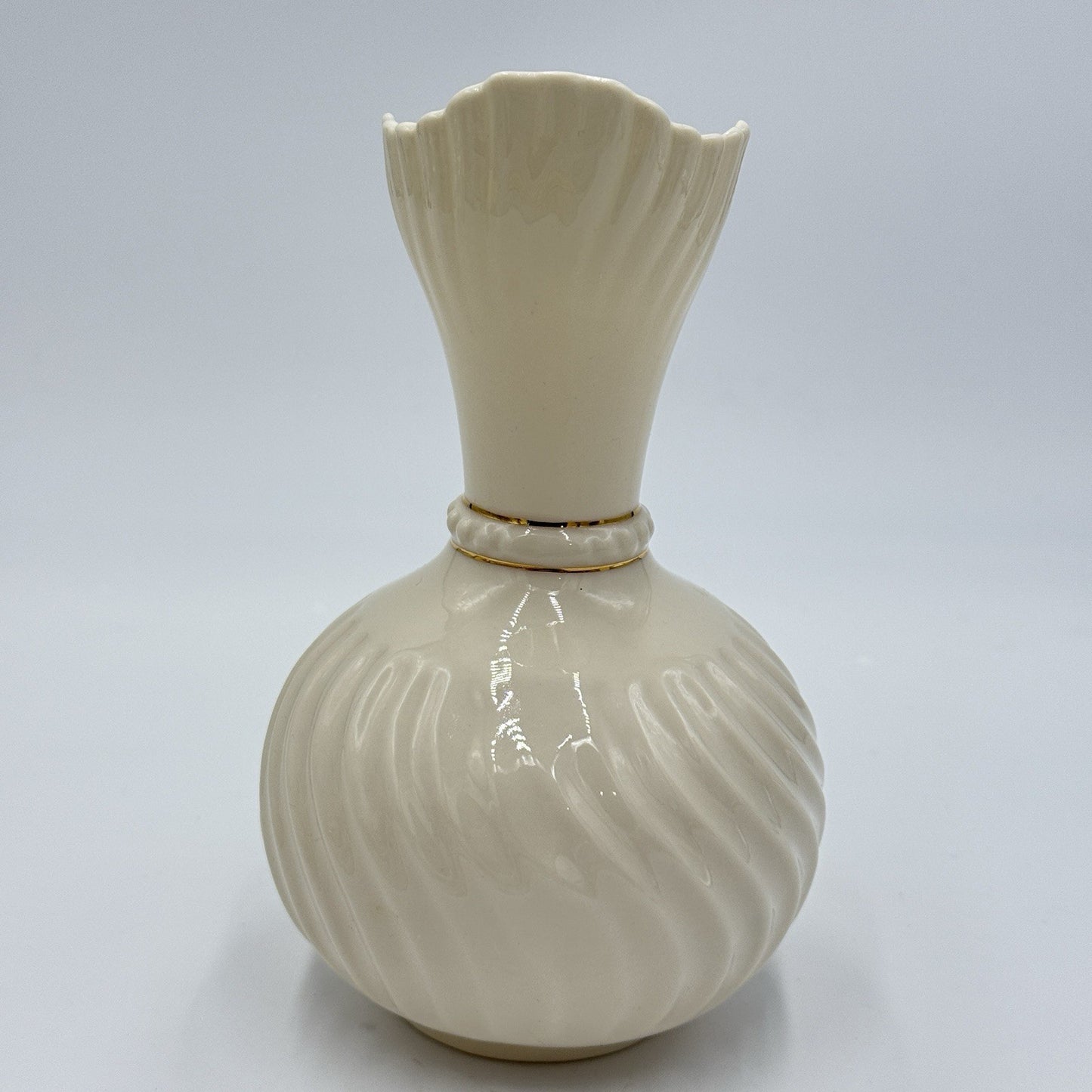 Belleek Ireland Vase Off White Applied Yellow Floral Vintage 7in Tall Porcelain