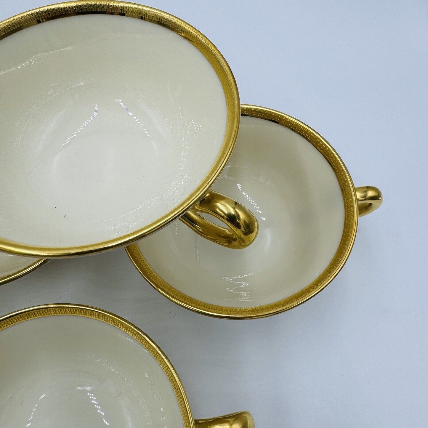 Lenox Tuxedo Gold J-33 Porcelain USA Tea Cups 10 Pieces