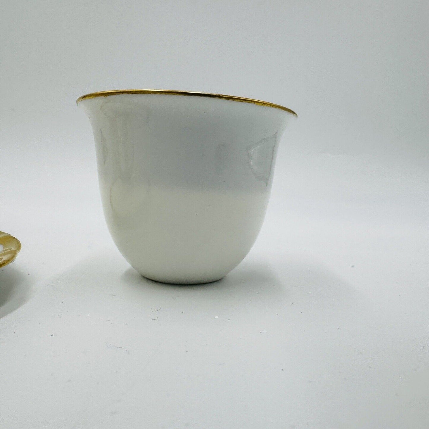 French Porcelain Gold Trim Egg Cups 3 Pieces Unmarked Rare Antique Serveware
