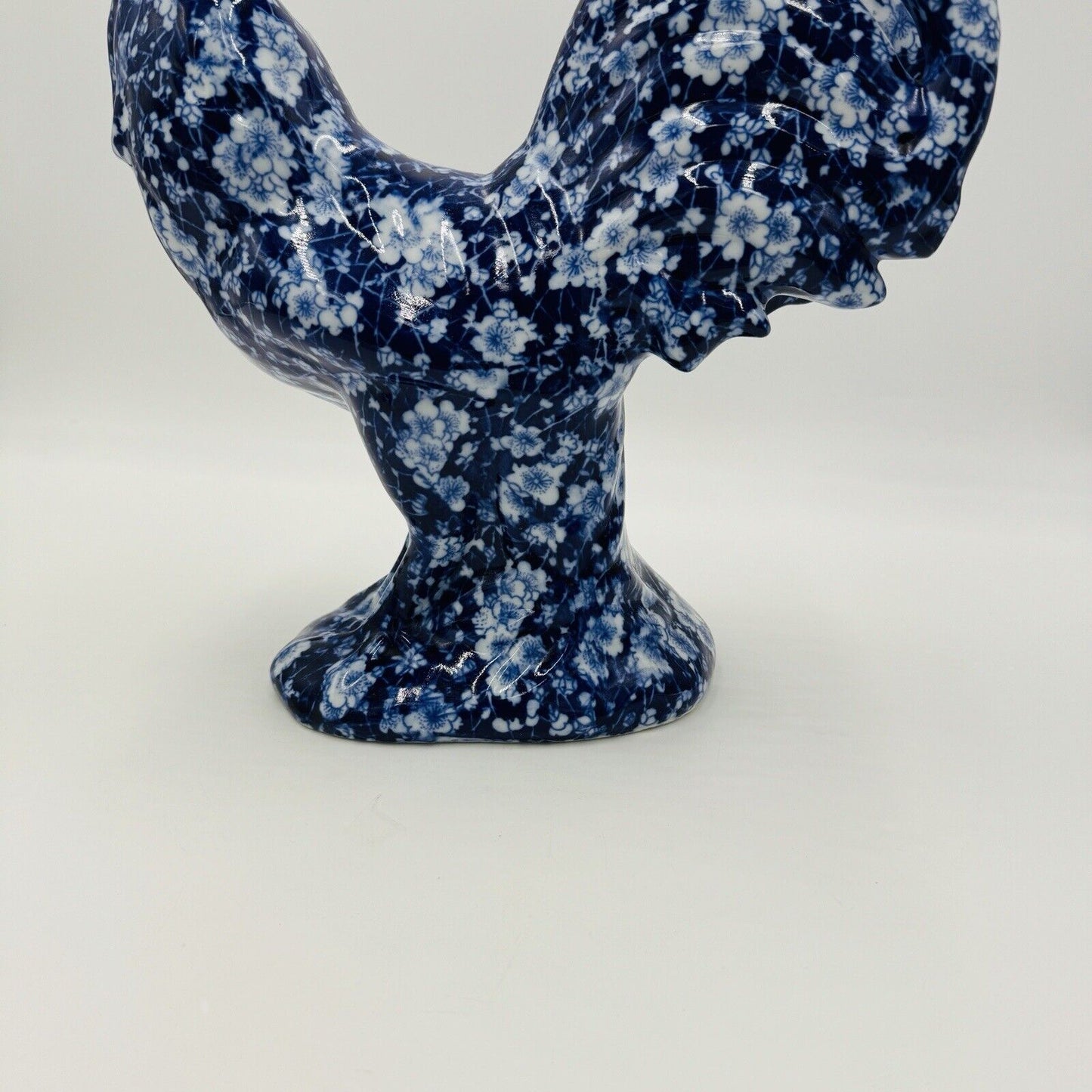 Victoria Ware Ironstone Blue White Chintz/Calico large Rooster Figurine Vintage