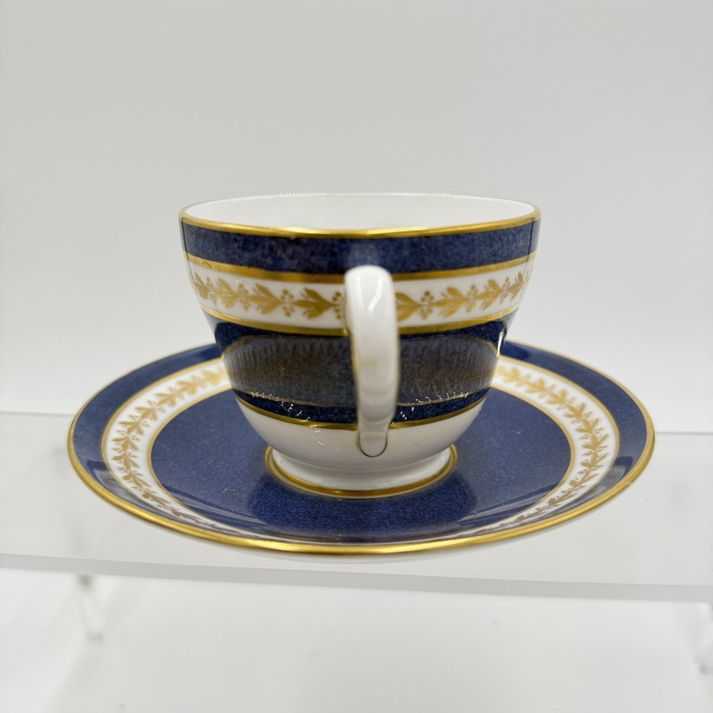 Rare Spode CRAVEN English Pattern Porcelain Teacup & Saucer Blue Gold Lauren