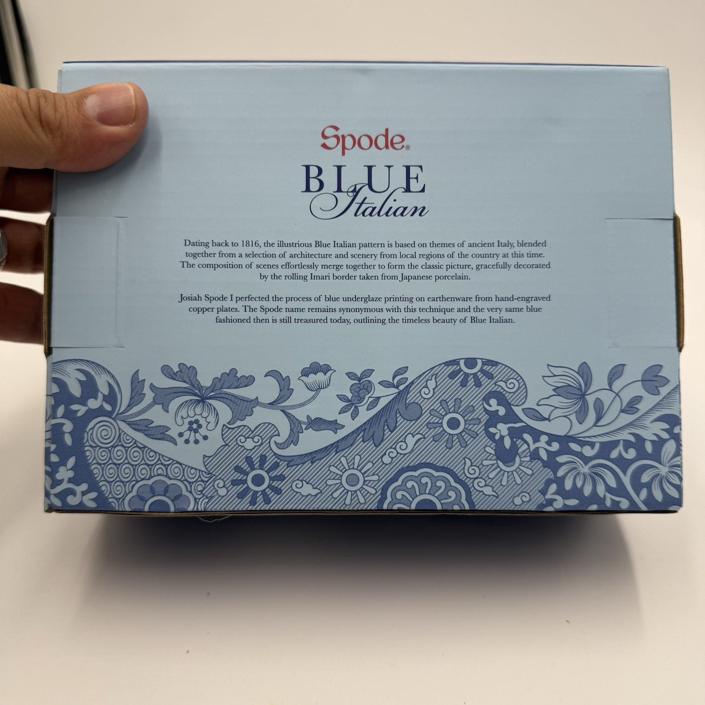 Spode Blue Italian English Tea Set Christmas Ornaments NIB Porcelain Miniature