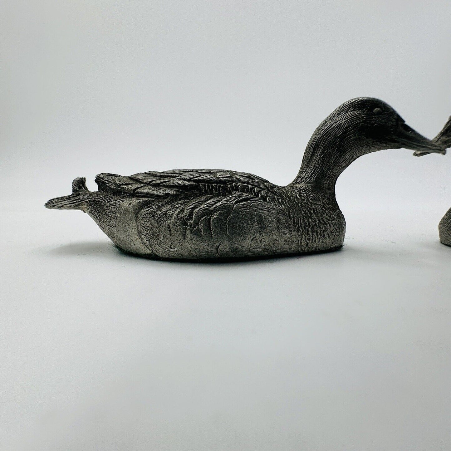 GdeL Pewter Mallard & Canvasback Ducks Figurines Canada Made Miniatures Vintage
