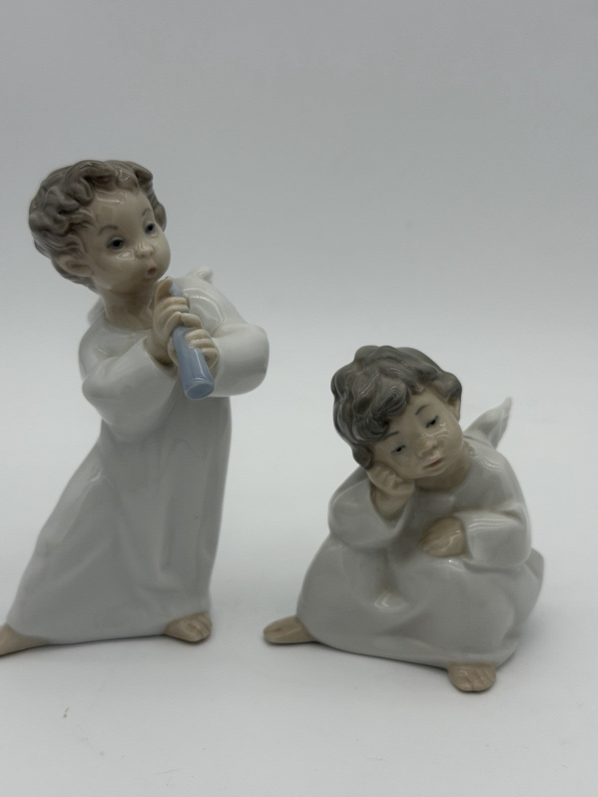 Lladro Spain Porcelain Vintage Angels Cherubs Musician Figurines 6 “& 4” Retired