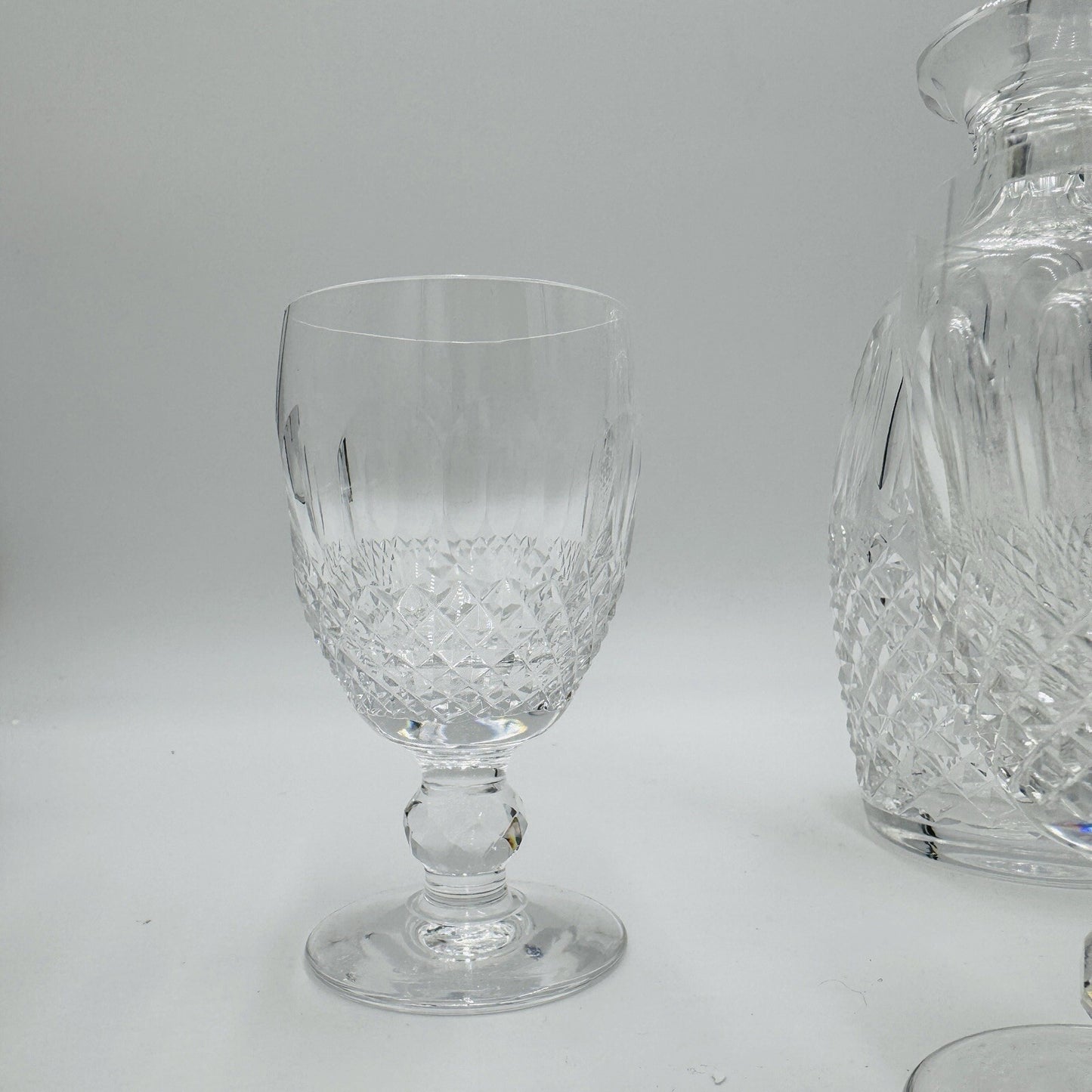 Waterford crystal colleen pattern decanter & 4 claret wine glasses Irish Clear