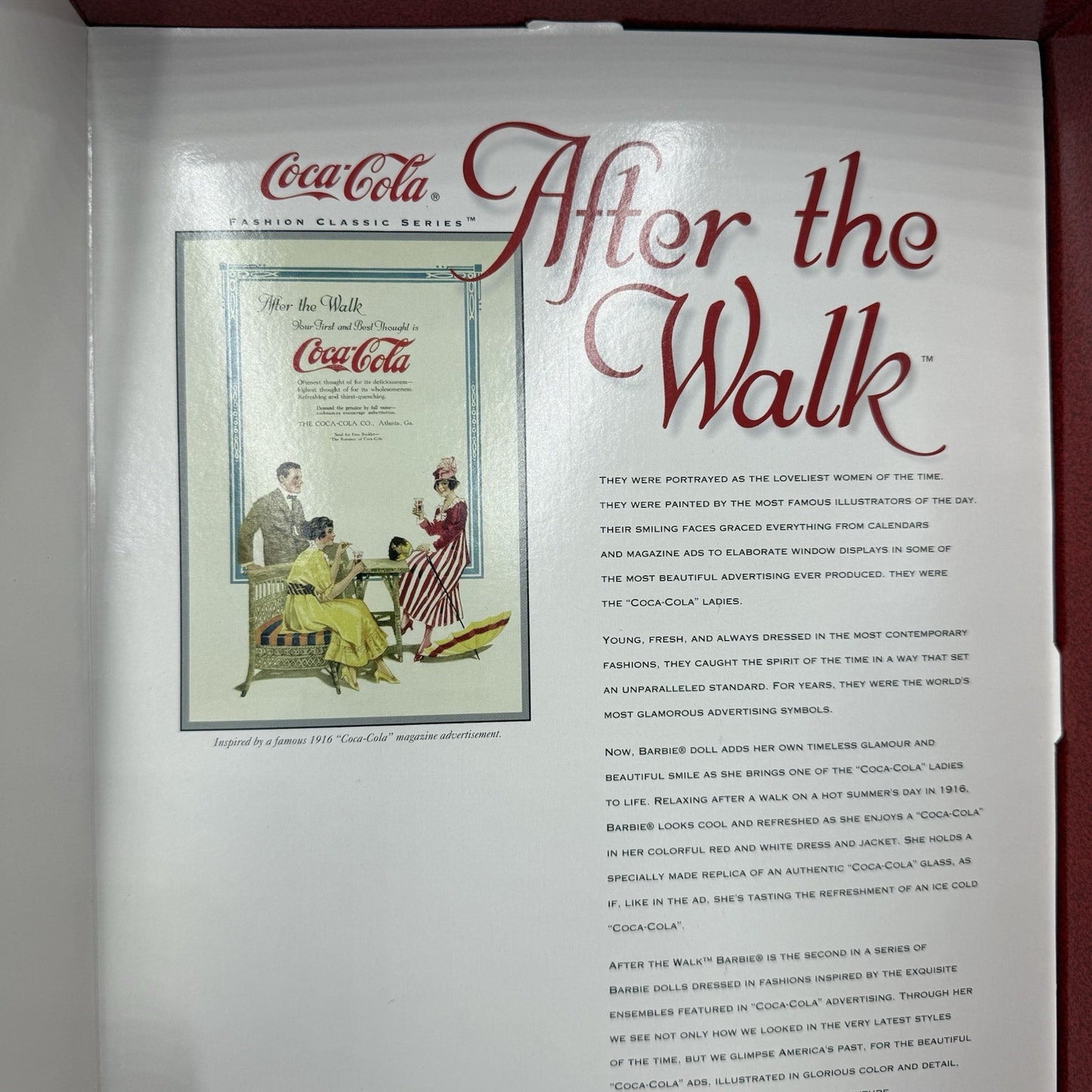 Vintage Barbie Mattel Coca-cola After The Walk Doll 2nd In A Serie Collector Edi