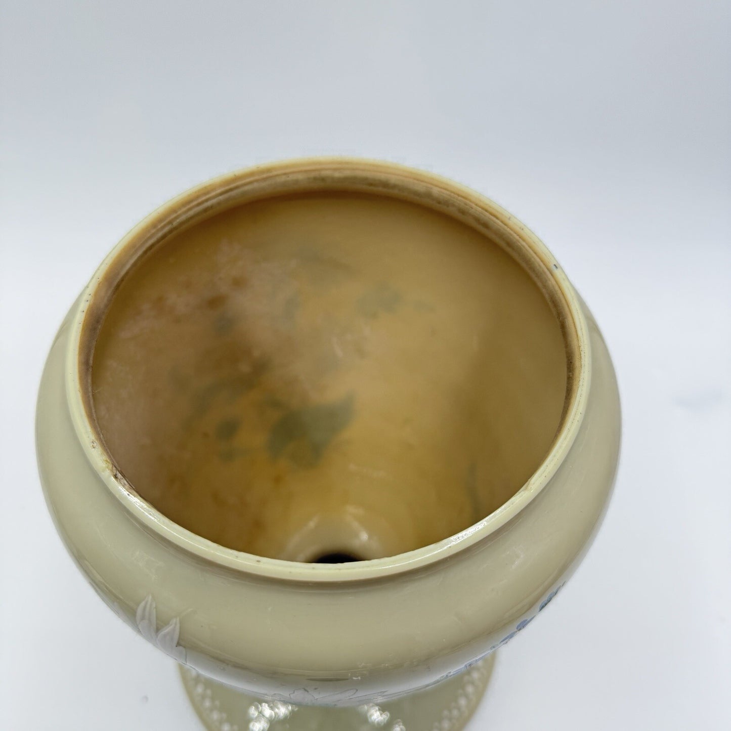 Antique Victorian Bristol Art Glass Hand Painted Daisies Footed Large Vase 11in