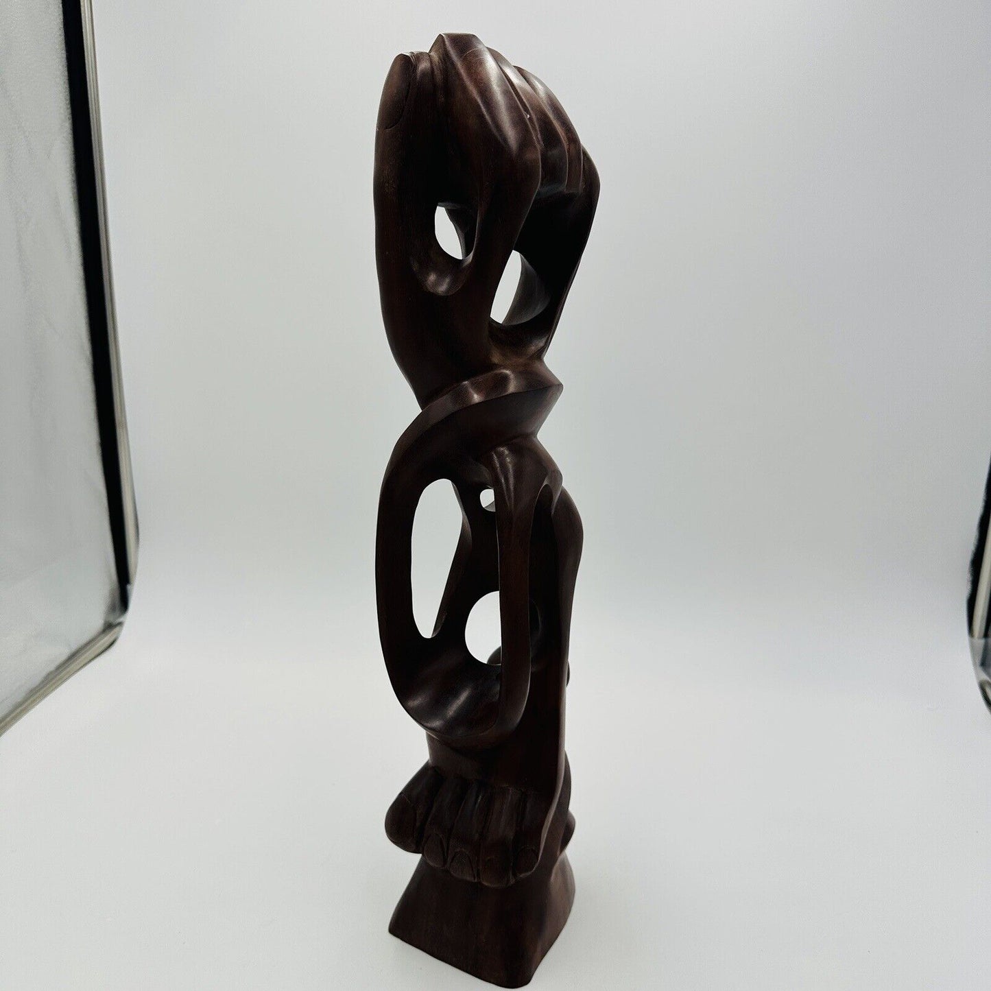 Mid Century Carved Wood Sculpture Hand Foot Face Modernism Large 19in