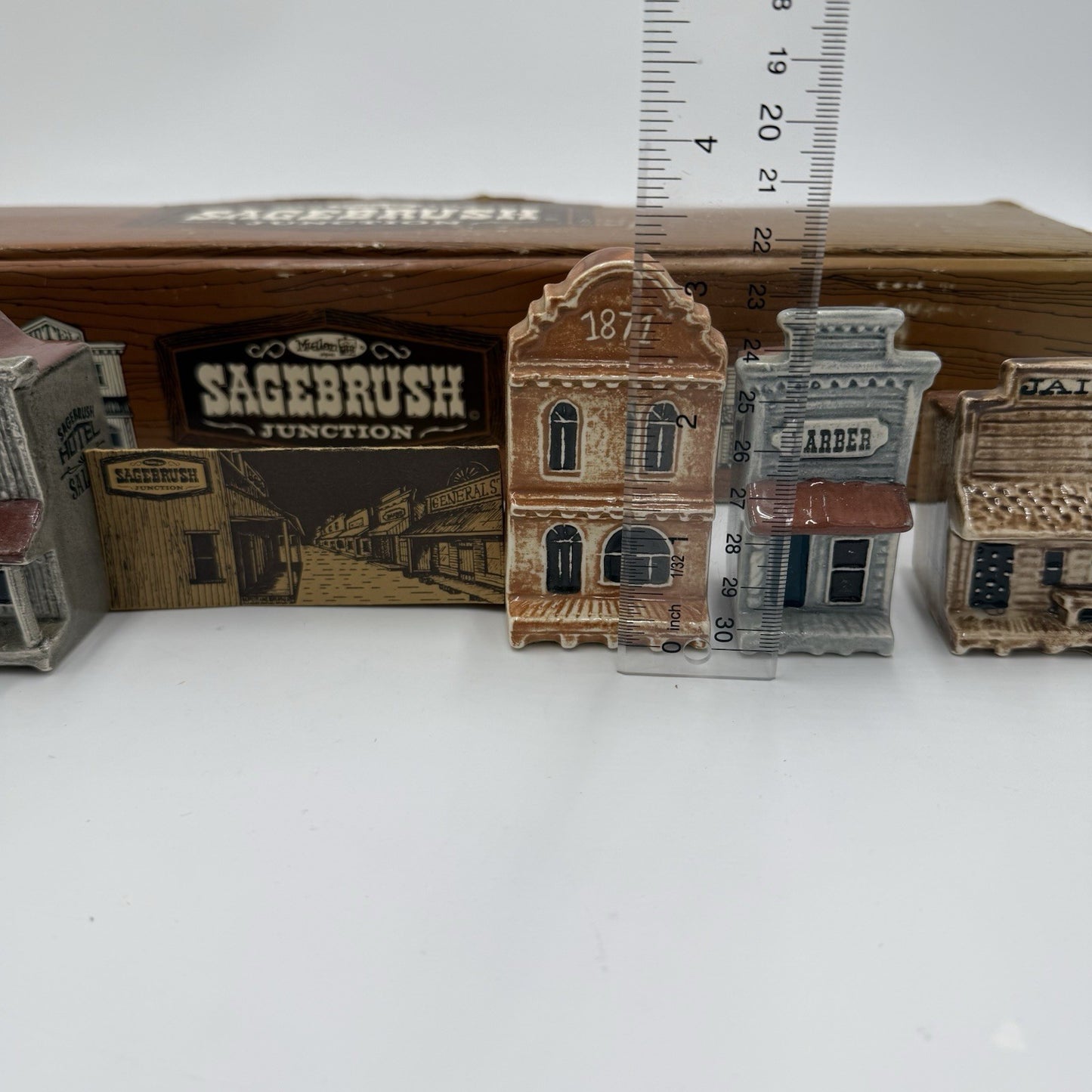 Vintage Sagebrush Junction Old West Models Buildings Set W/box Ceramic