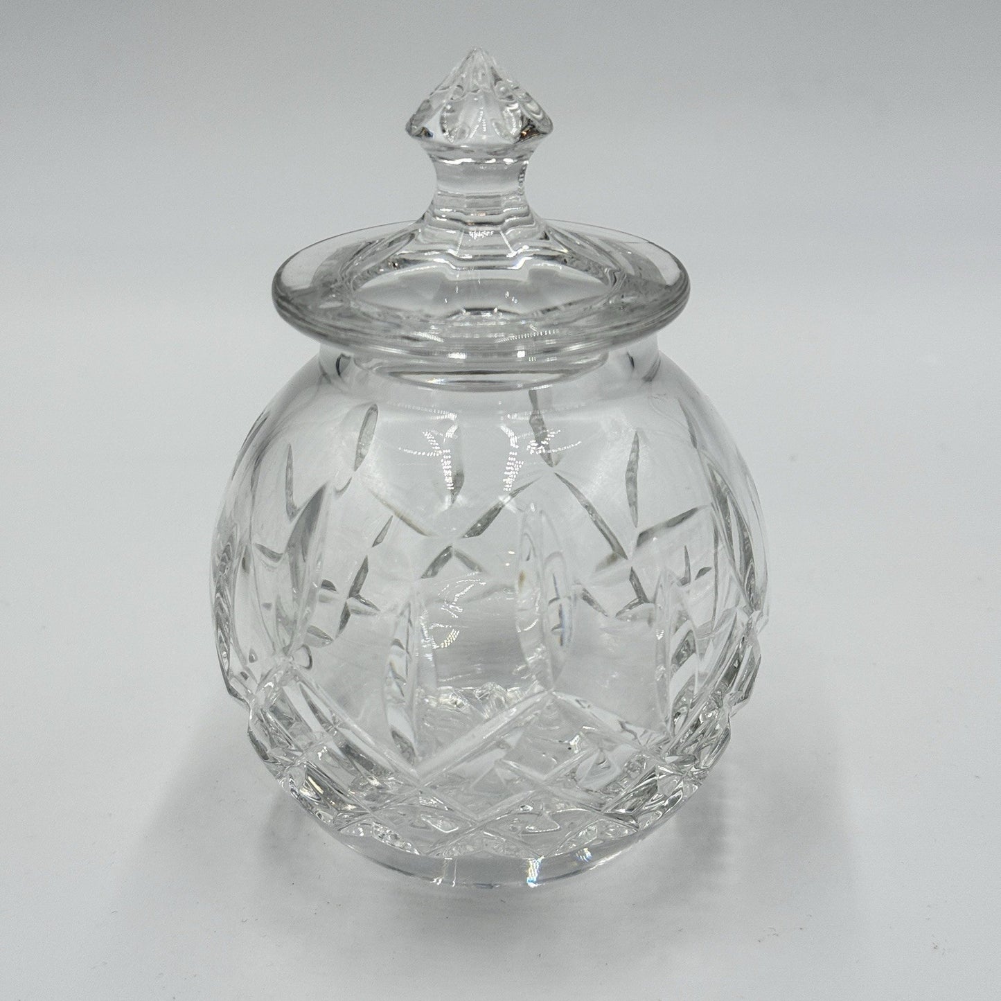 Vintage Waterford Crystal Lismore Honey Pot With Lid Clear 5in Ireland Gothic