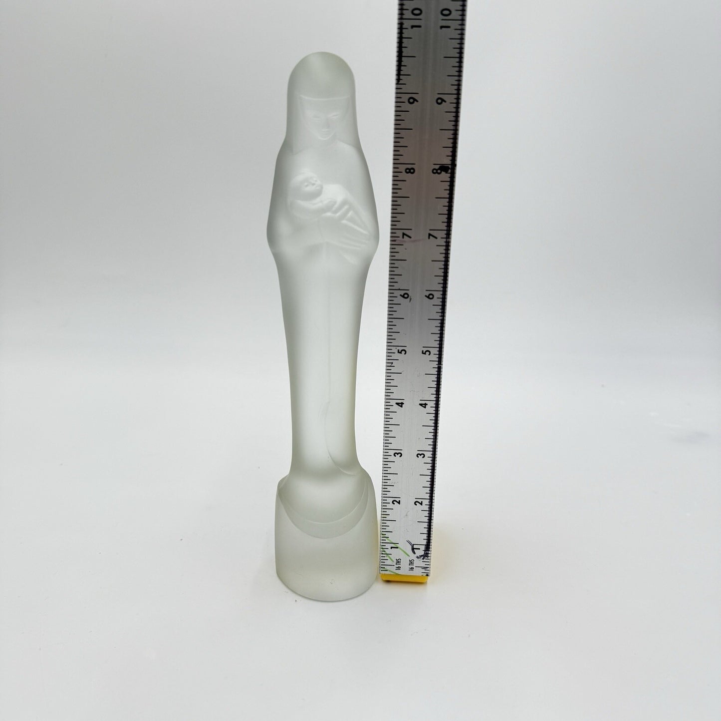 Royal Leerdam Frosted Madonna & Child Stef Uiterwaal Figurine Art Glass Mary