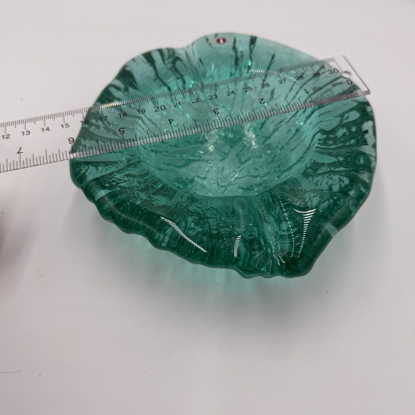 iittala Finland art glass green emerald ashtray footed bowl Rare 2” X 6.5”L X6”w