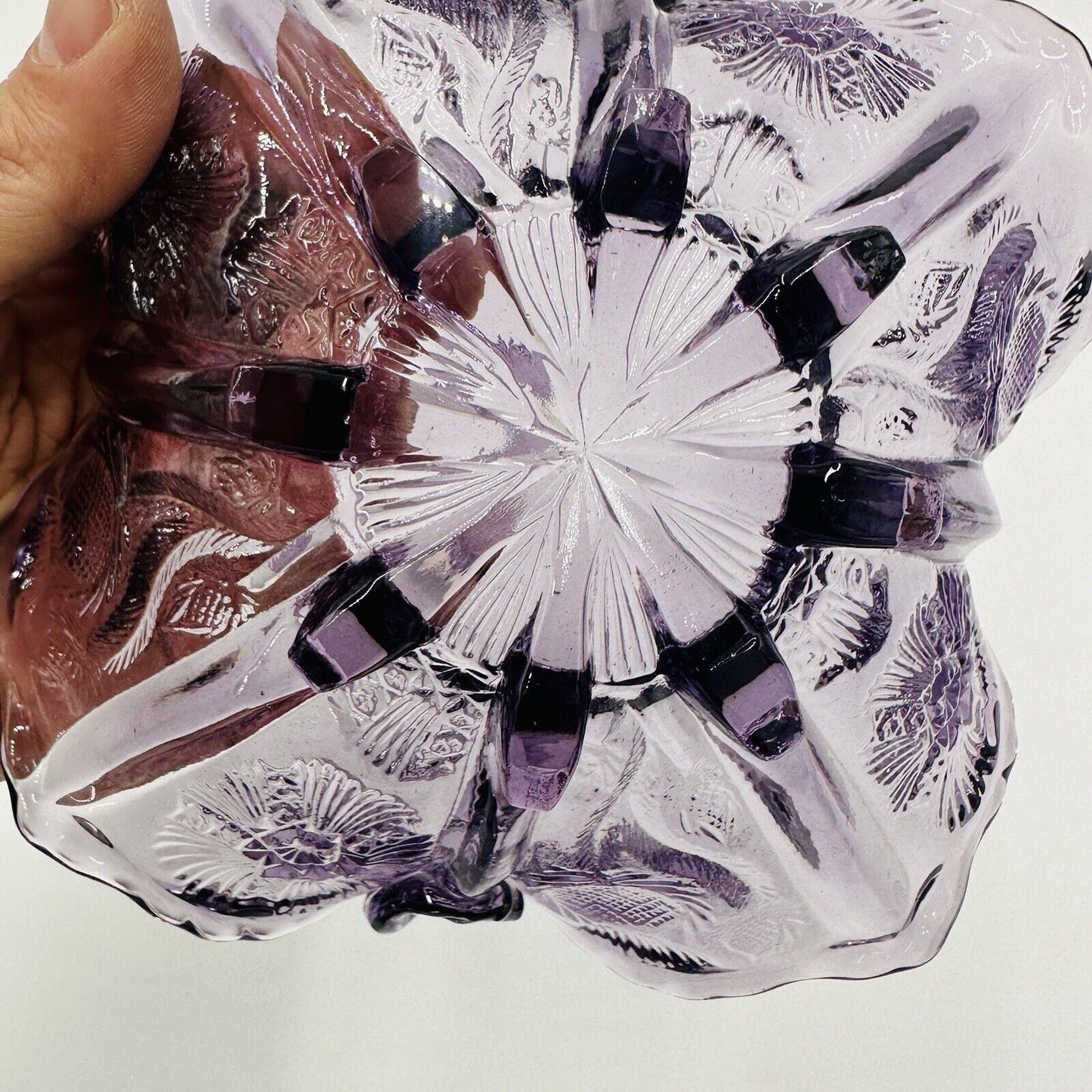Fenton Basket 95th Anniversary Amethyst Thistle Pattern Home Decor Tags USA