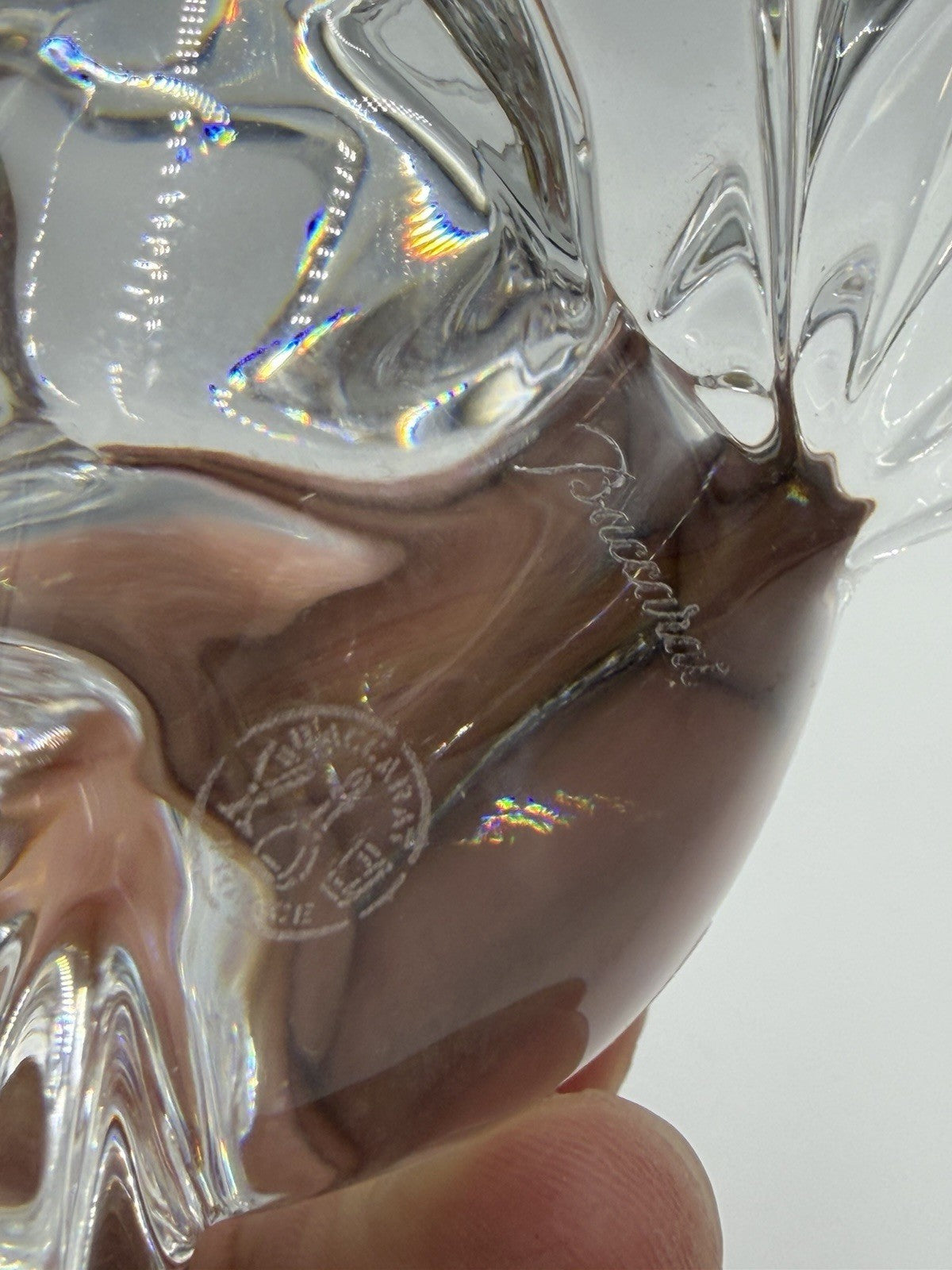 Baccarat France Crystal LOVE BIRDS Doves Figurine Clear 2.5”H X4” Vtg