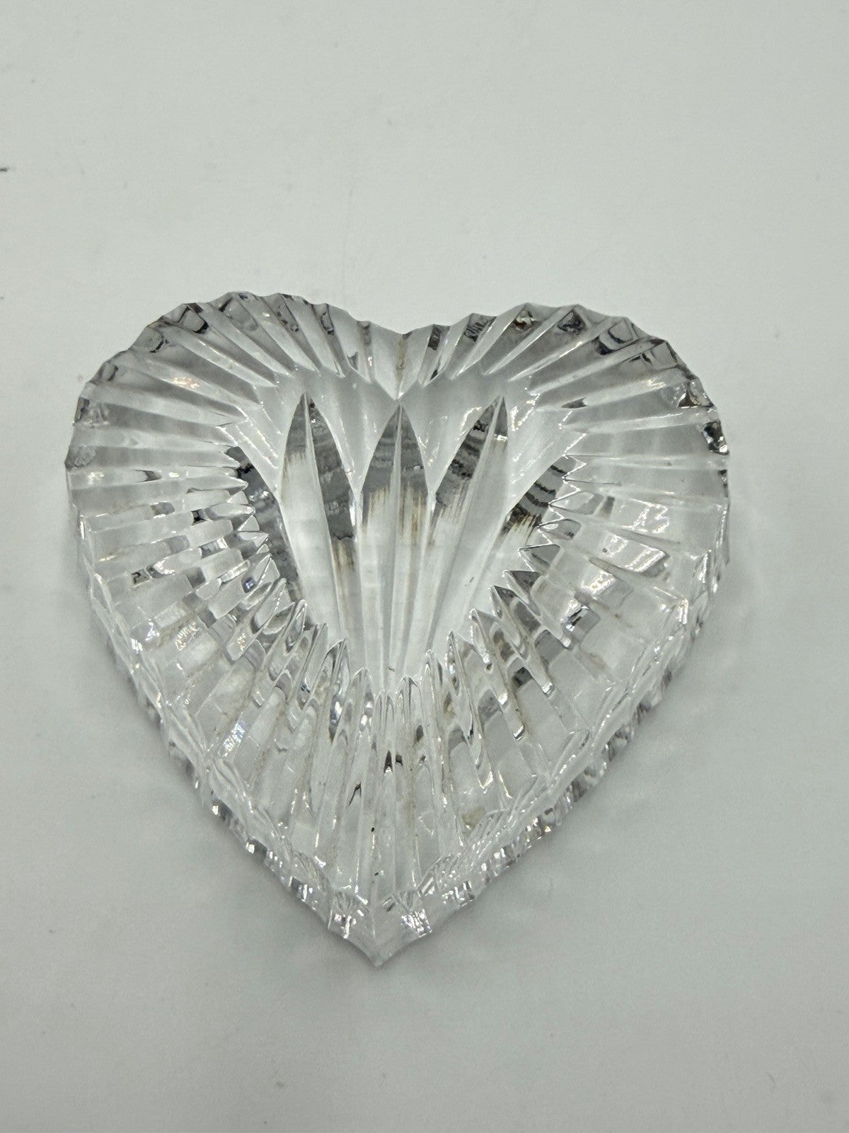 Waterford Crystal Cut Etched Heart Paperweight- Figurine Ireland Vintage
