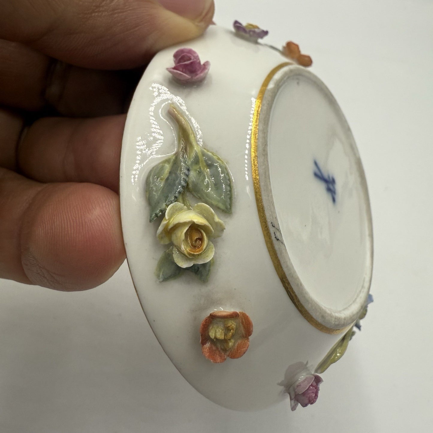 Antique Meissen Porcelain Miniature Floral Saucer Porzellan Miniature Germany