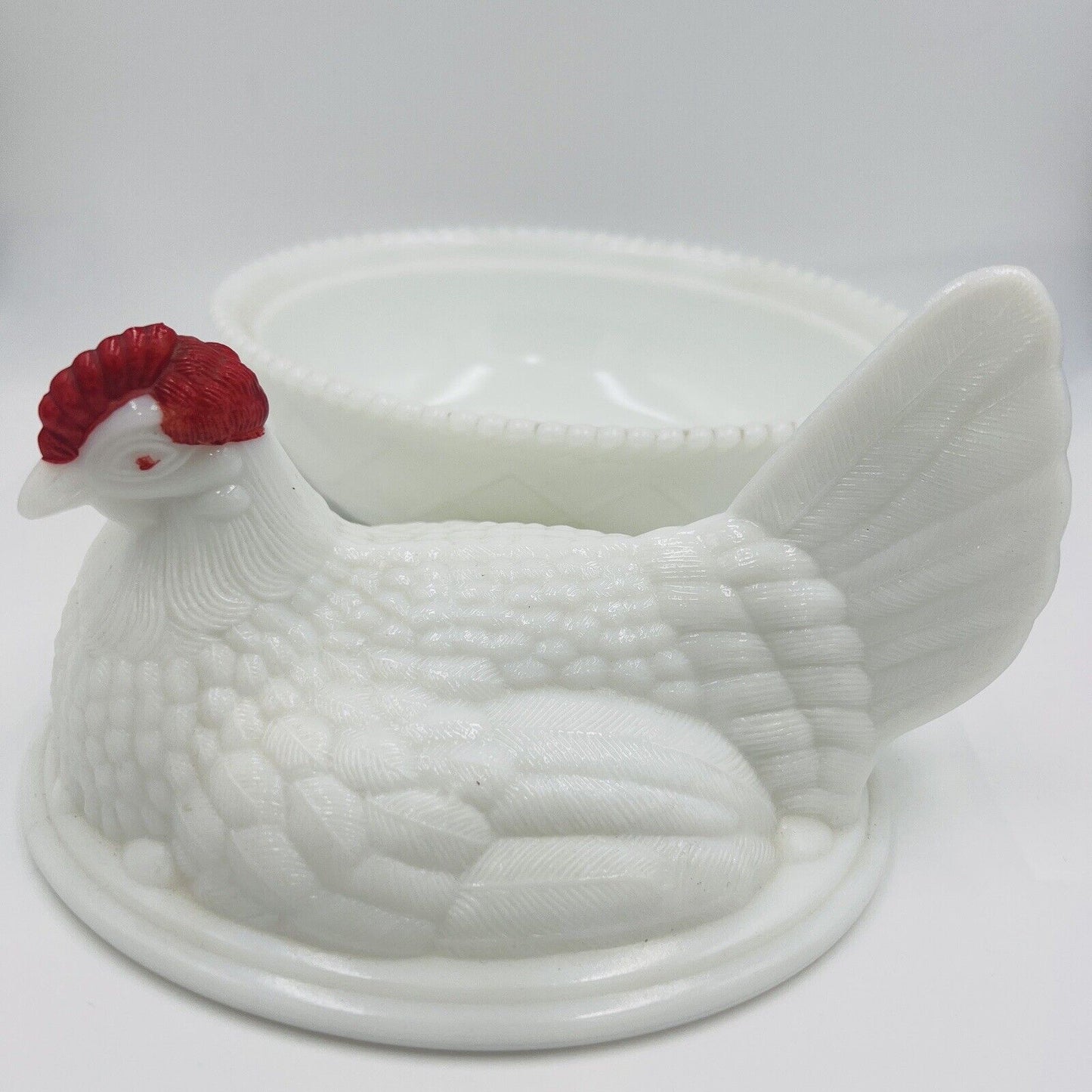 Westmoreland Nesting Hen Dish Milk Glass Covered Vintage Art Decor 1950
