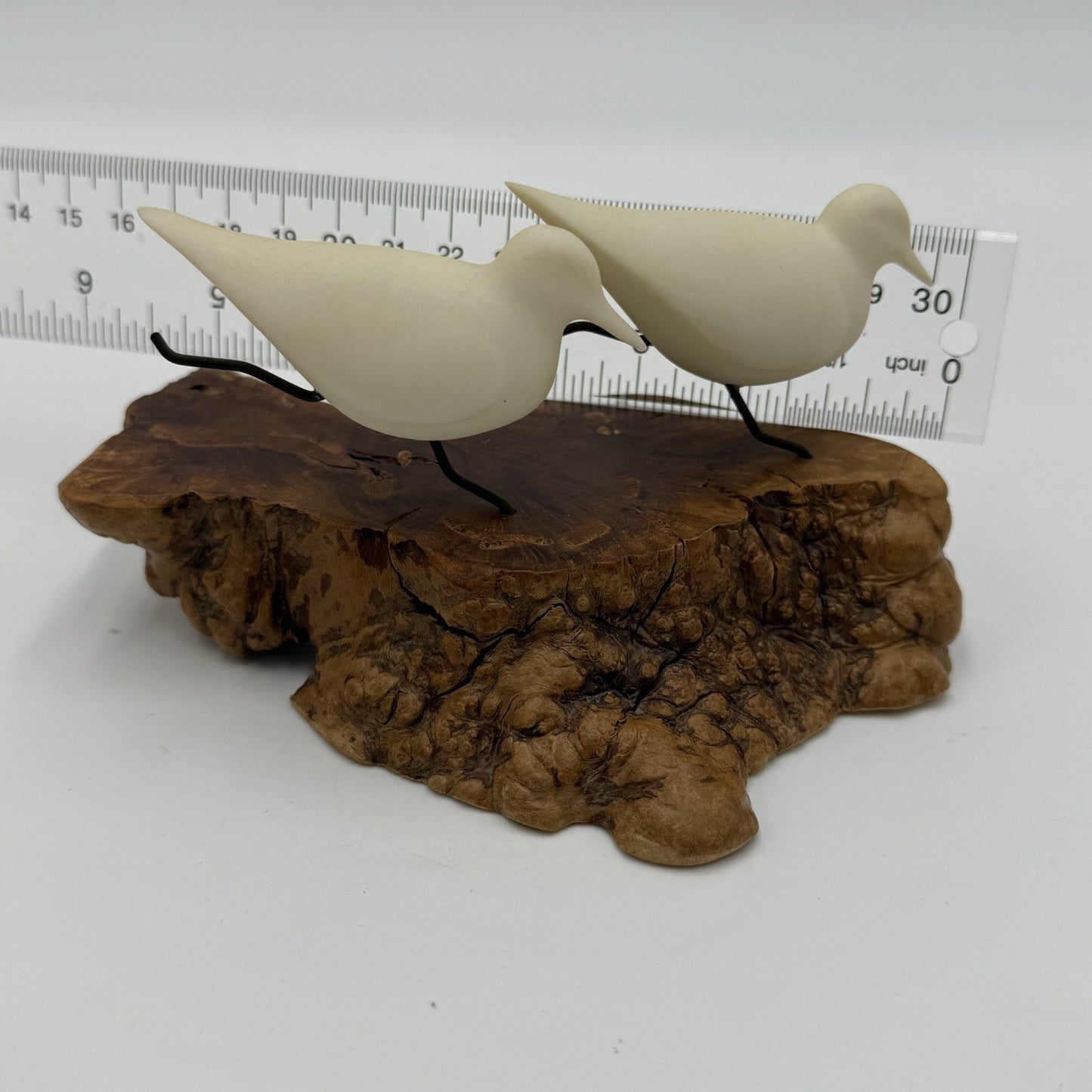 Vtg John Perry Seagull Running on Burl Wood Base Sculpture Signed 1986 Figurine