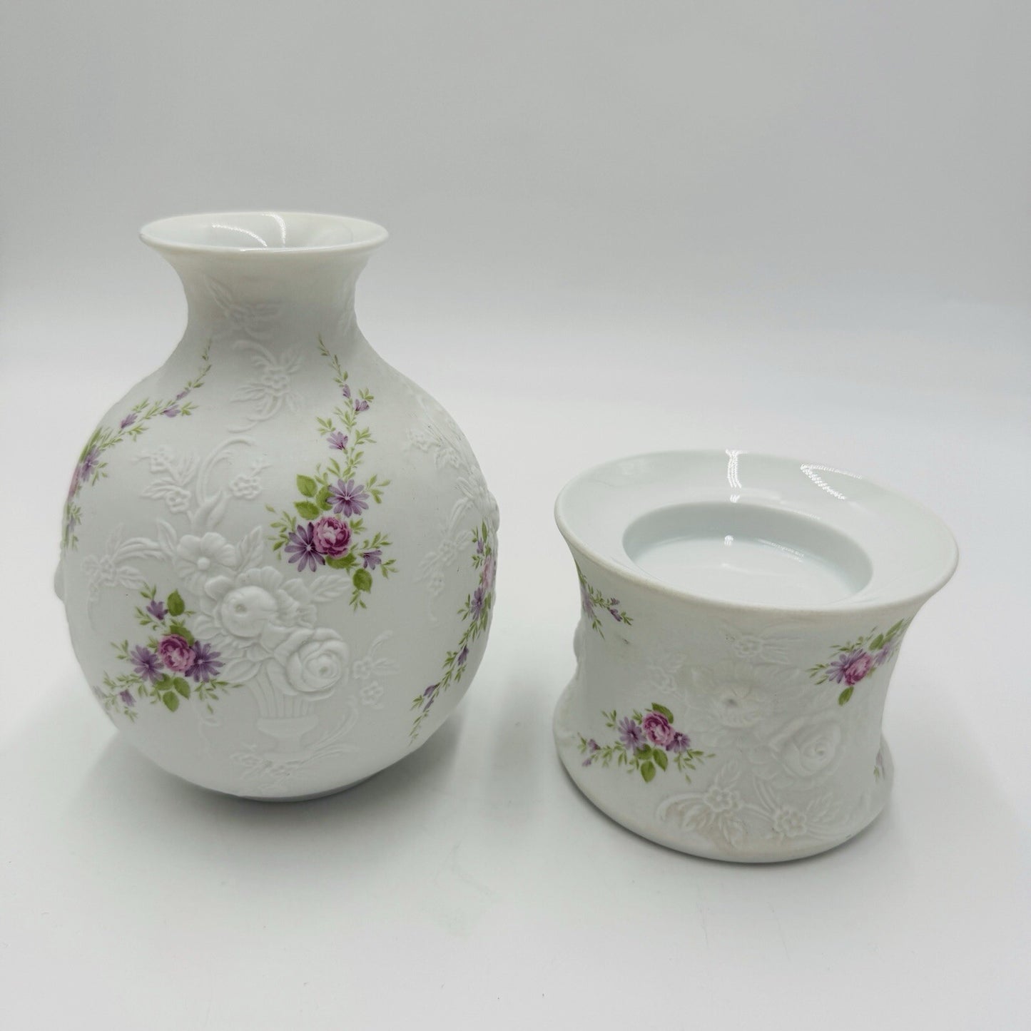 Kaiser Porcelain West Germany Monaco Patterned Bud Vase and Votive Candleholder