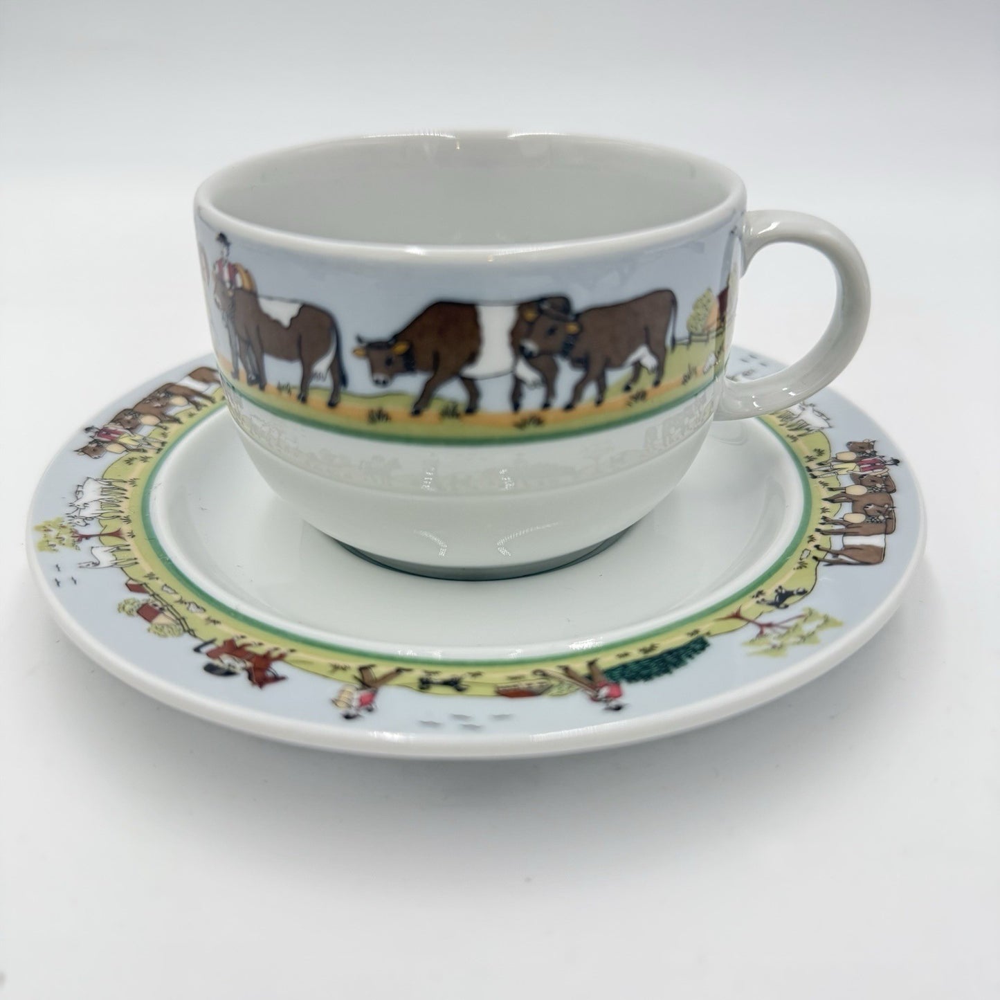 Rare Vintage Suisse Langenthal Alpage Pattern Cup And Saucer Porcelain Set