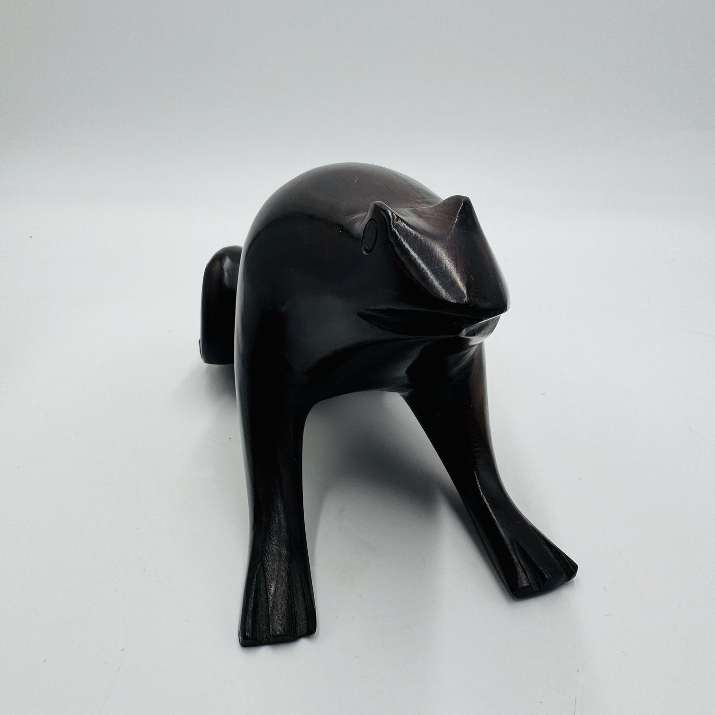 Frog Sculpture Mid Century Modern Carved Rosewood Figurine Solid Ironwood 7in