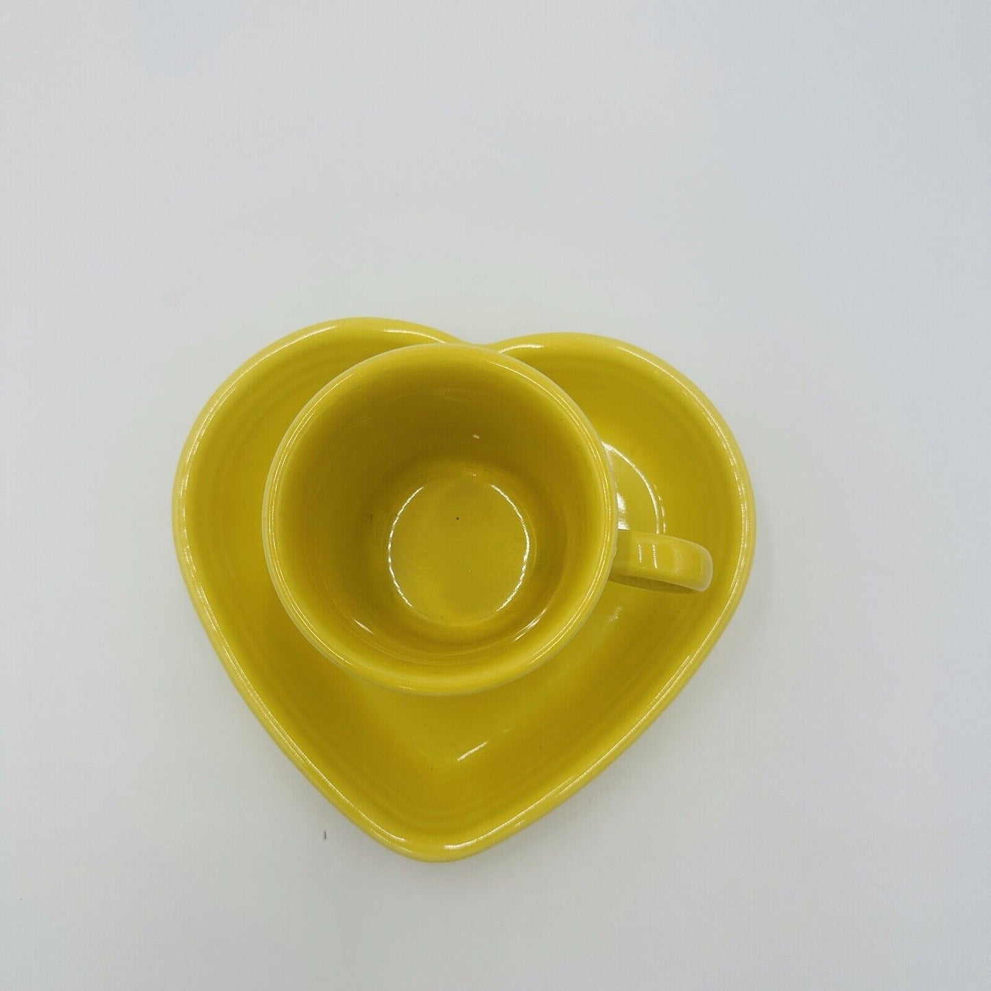 Fiestaware Coffee Mug Yellow Heart Shaped Ray & Yellow Serveware Vintage Dining