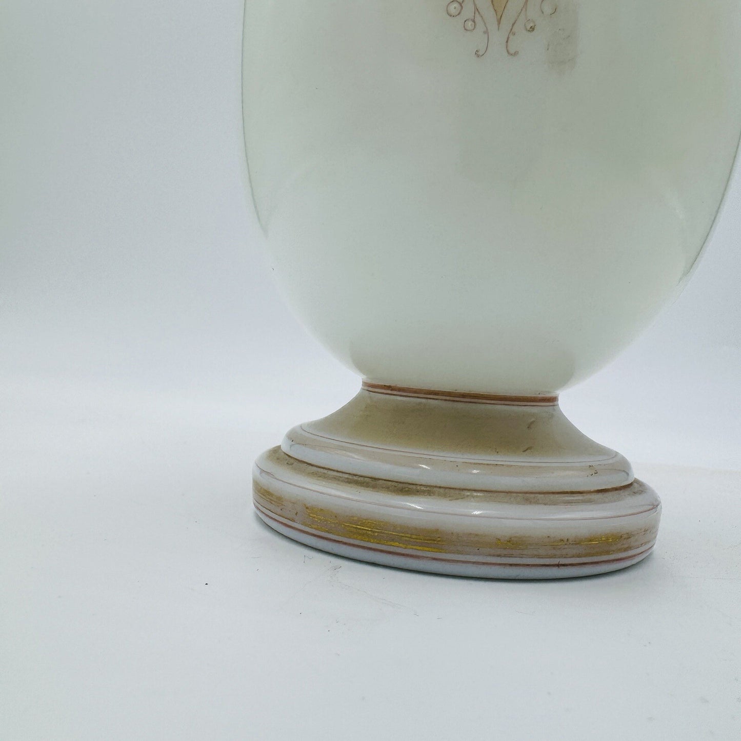 Bohemian Opaline Art Glass Vase Painted & Signed Portrait 9in Antique