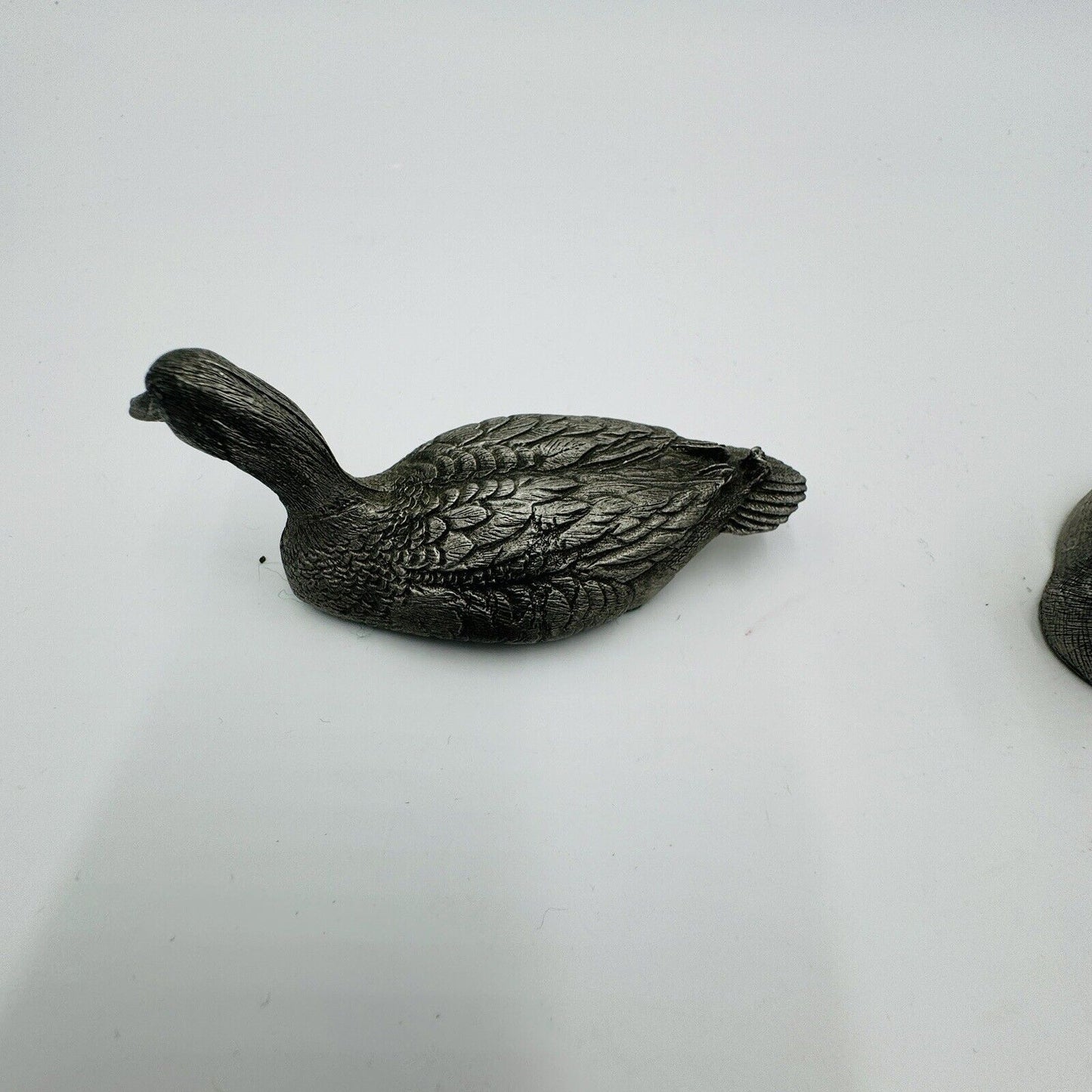 GdeL Pewter Mallard & Canvasback Ducks Figurines Canada Made Miniatures Vintage
