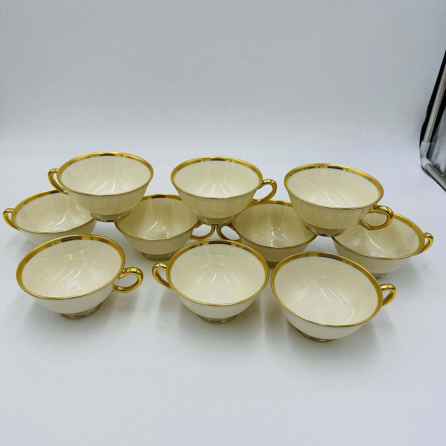 Lenox Tuxedo Gold J-33 Porcelain USA Tea Cups 10 Pieces
