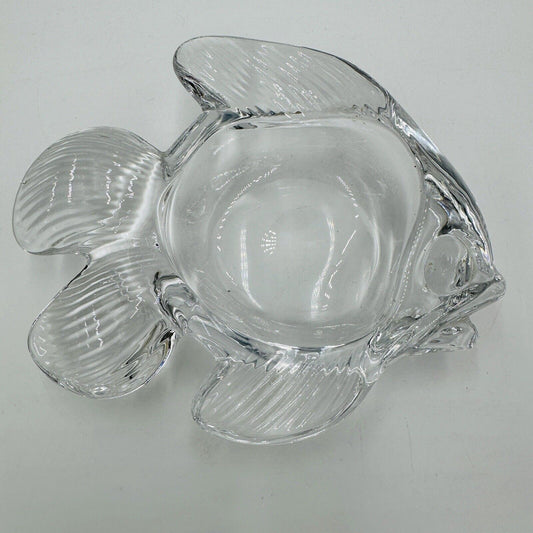 Fish Shaped Candy Trinket Art Vannes France Crystal Ring Dish 2”H x 6.5"L