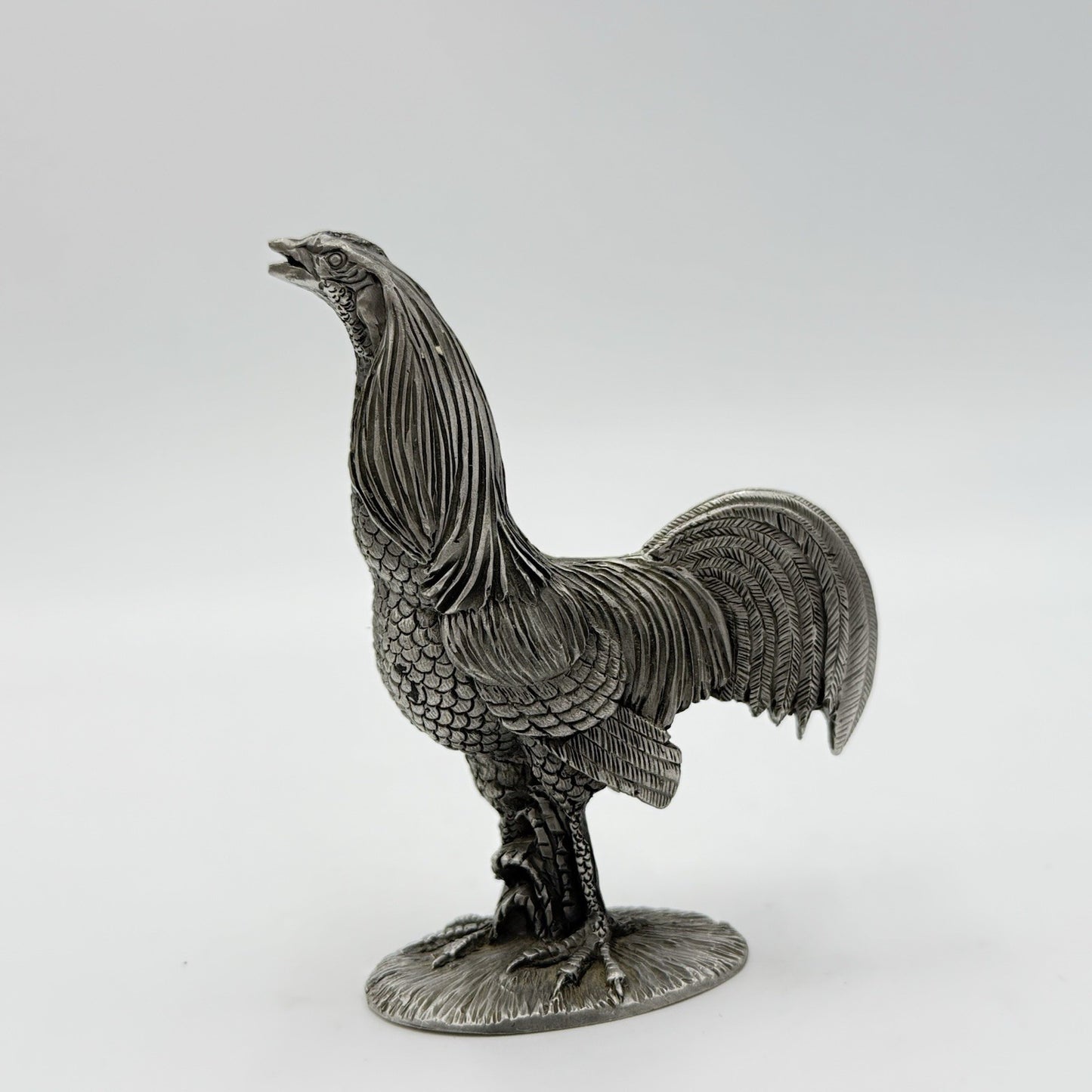Vintage Salisbury Pewter Delaware Blue Hen Solid Rooster Figurine 3.5”H