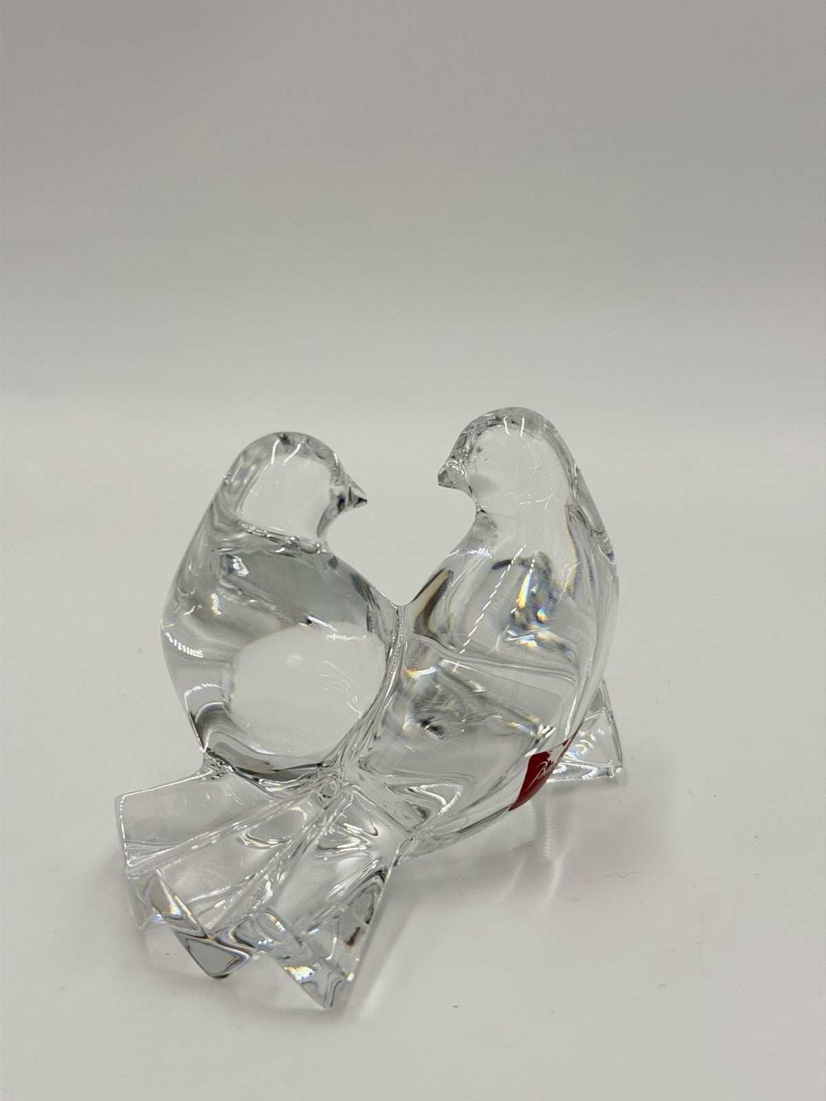 Baccarat France Crystal LOVE BIRDS Doves Figurine Clear 2.5”H X4” Vtg