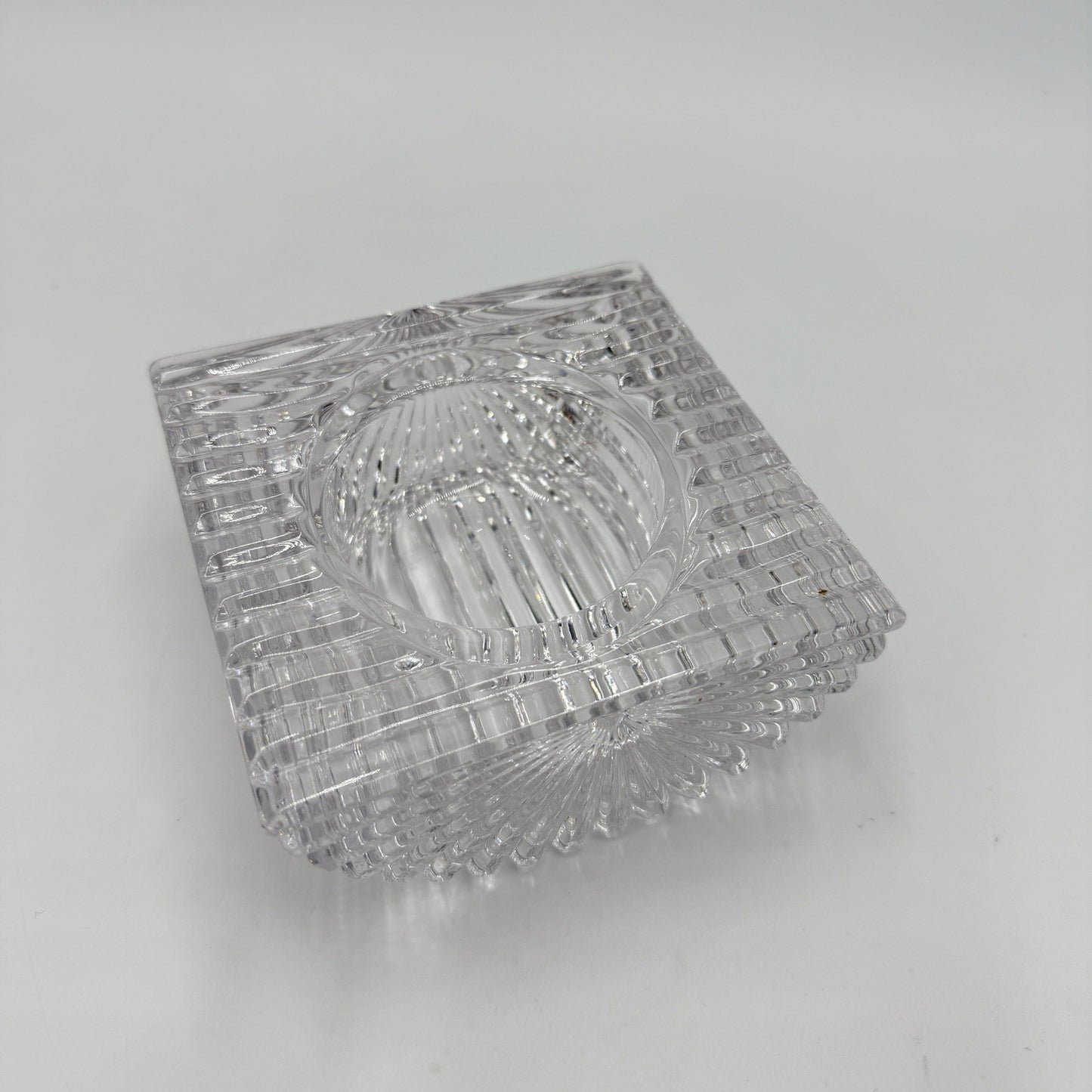 VTG Late 20th Century Art Deco Cut Crystal "Vide Poche" Trinket Bowl, 4.3*4.3*2"