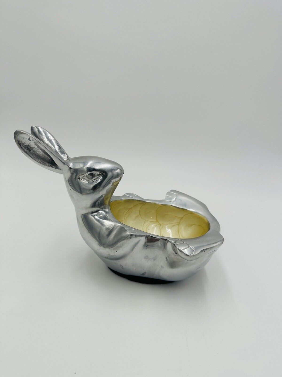 Bunny Rabbit Enameled Aluminum Easter Bowl Candy Nut 9in x 6in Seasonal Decor