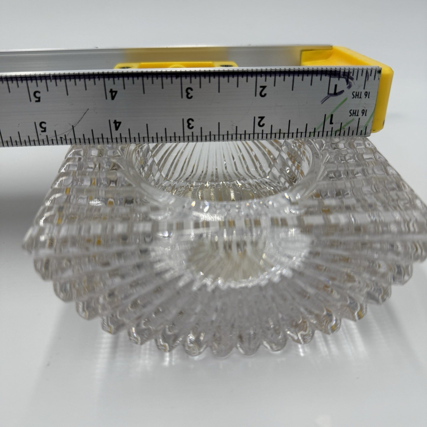 VTG Late 20th Century Art Deco Cut Crystal "Vide Poche" Trinket Bowl, 4.3*4.3*2"