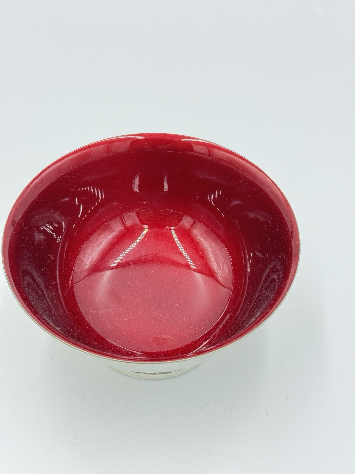MCM Reed & Barton Bowl #102 Red Enamel Silver Plated 5" Diameter