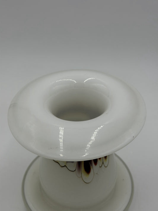 Michael Meilahn Studio art glass vase 1977 signed white drip design Vintage