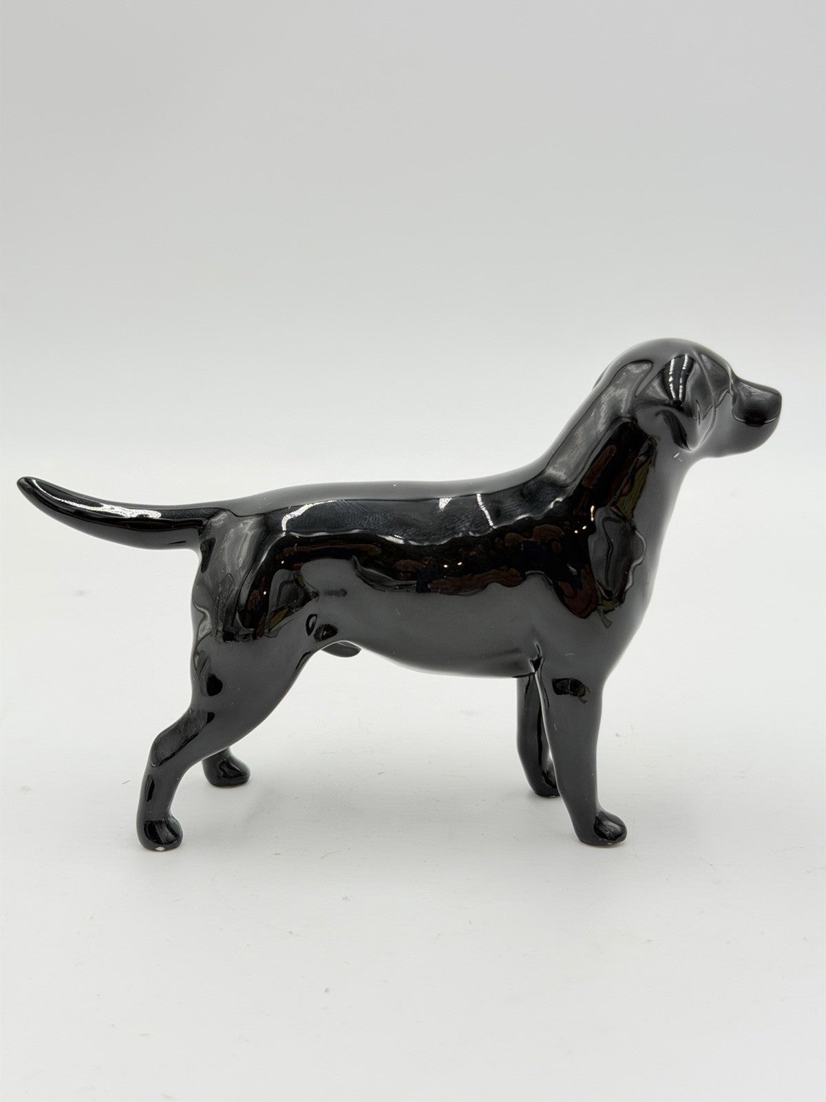 Vintage John Beswick England Black Porcelain Labrador Dog Miniature Figurine