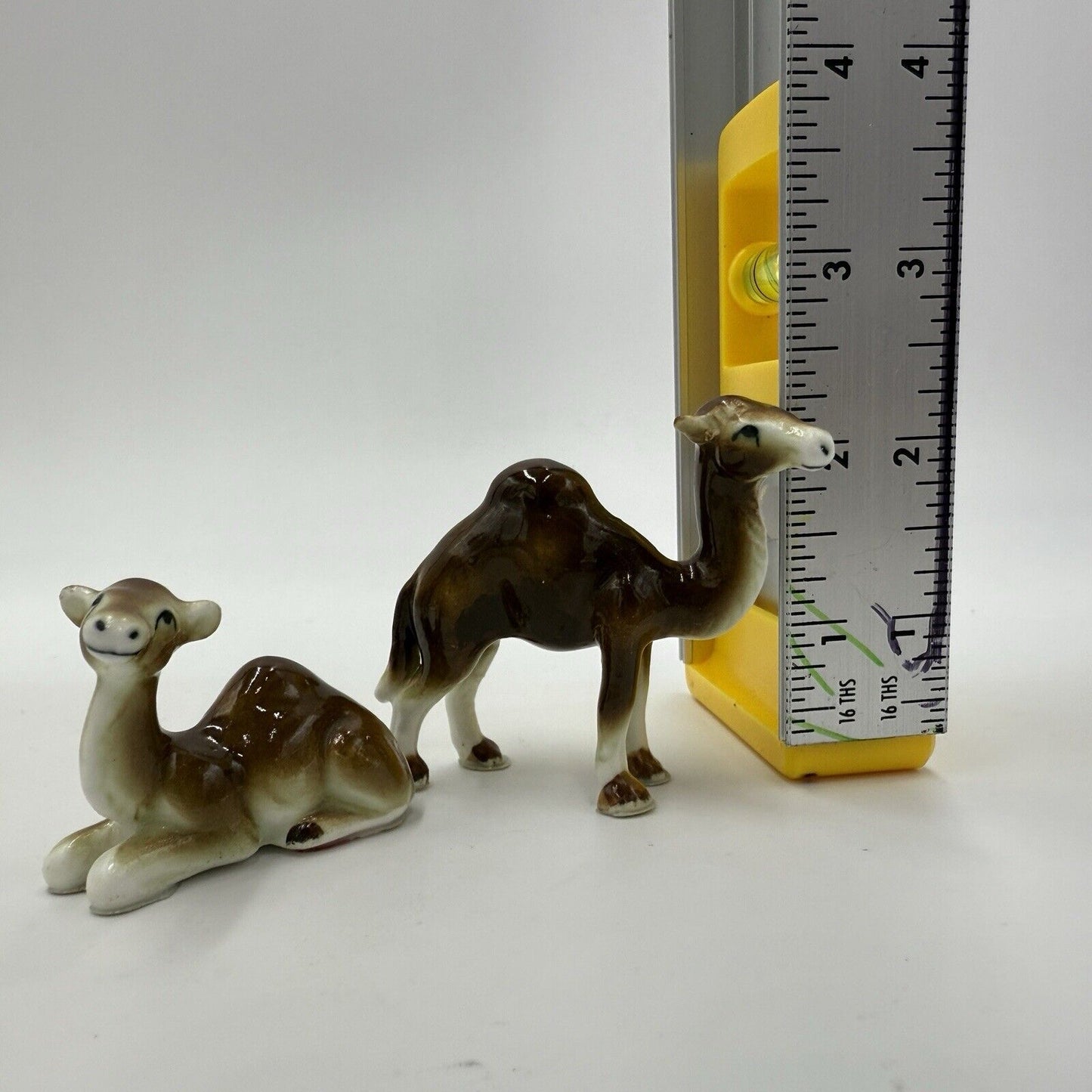Vintage Japan Bone China Camels Miniature Figurine Pair Porcelain 1970