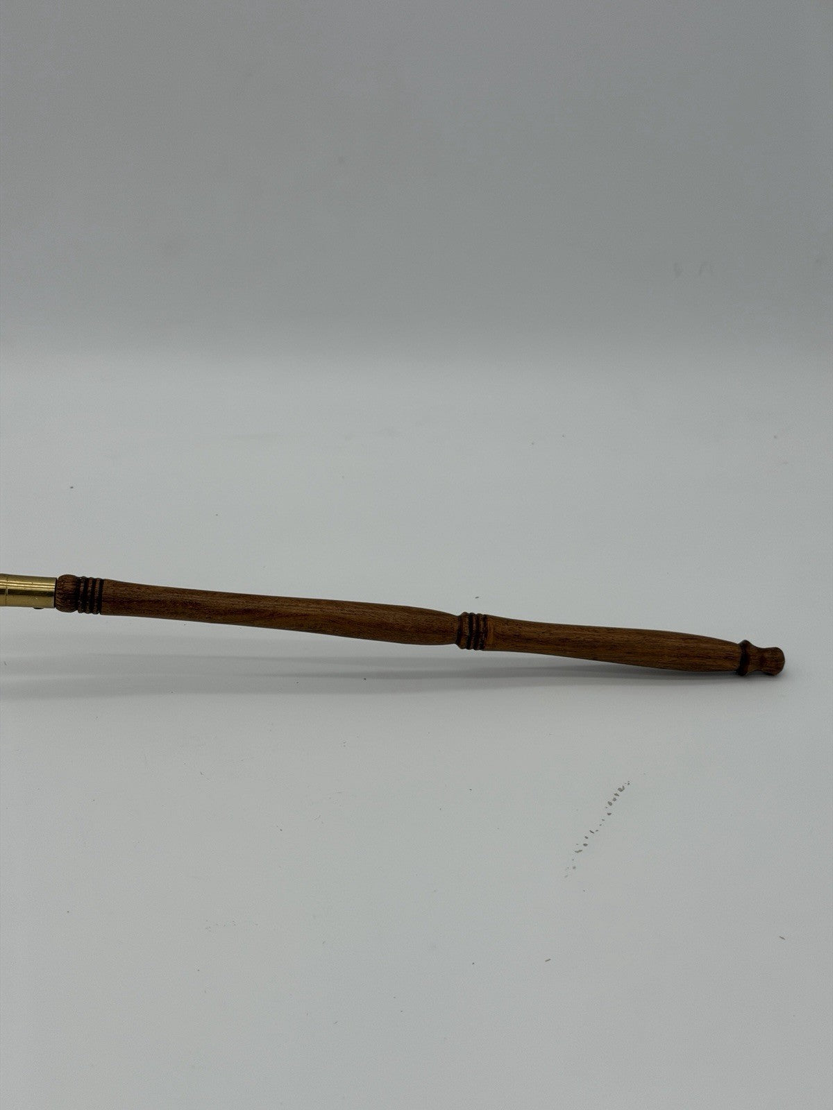Vintage Brass /Wood Carved Handle Candle Snuffer 12” Retro Mid Century