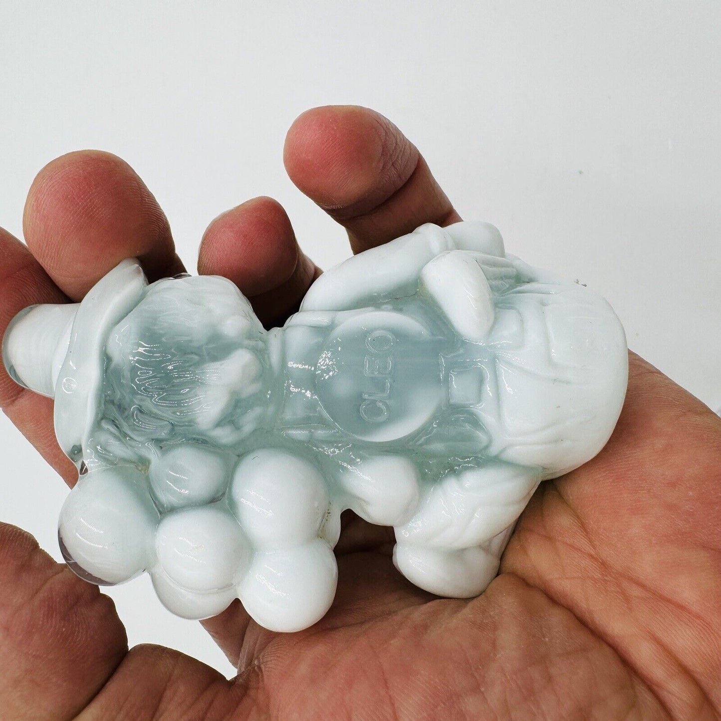 MOSSER Art Glass Ballon Clown CLEO ICE BLUE And White Stag Vintage