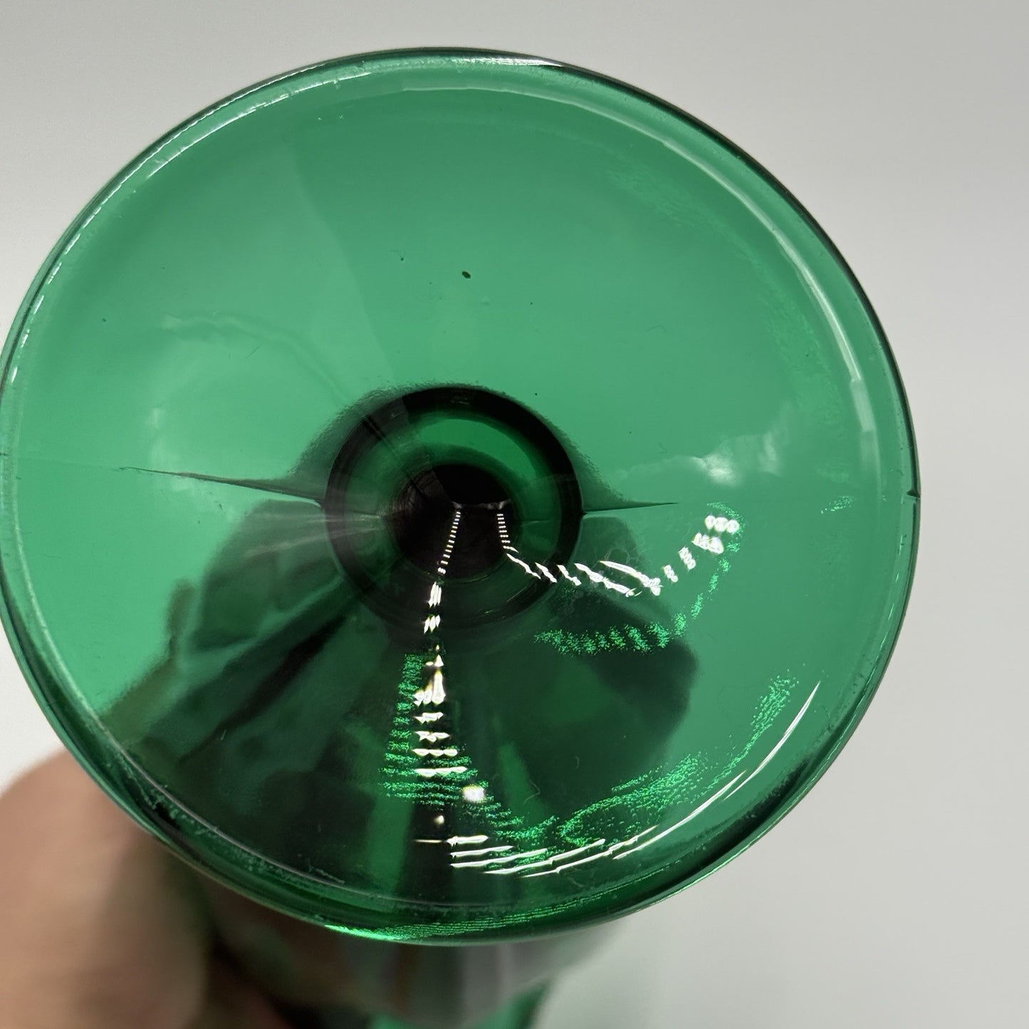 MCM Wayne Husted Stelvia emerald green art glass ruffled compote Vase 9.5”
