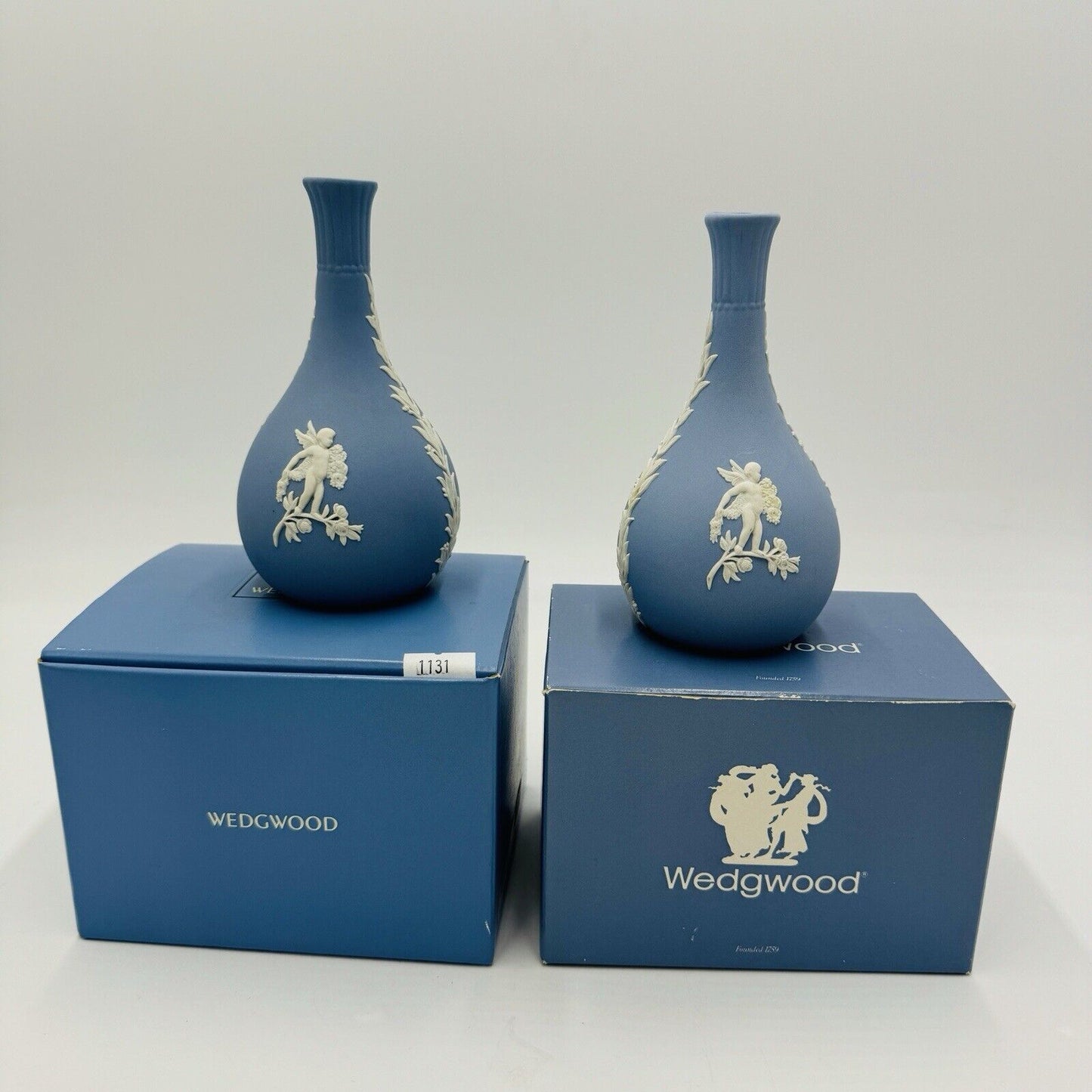Wedgwood Jasperware Blue Bud Cherub Season Vase England