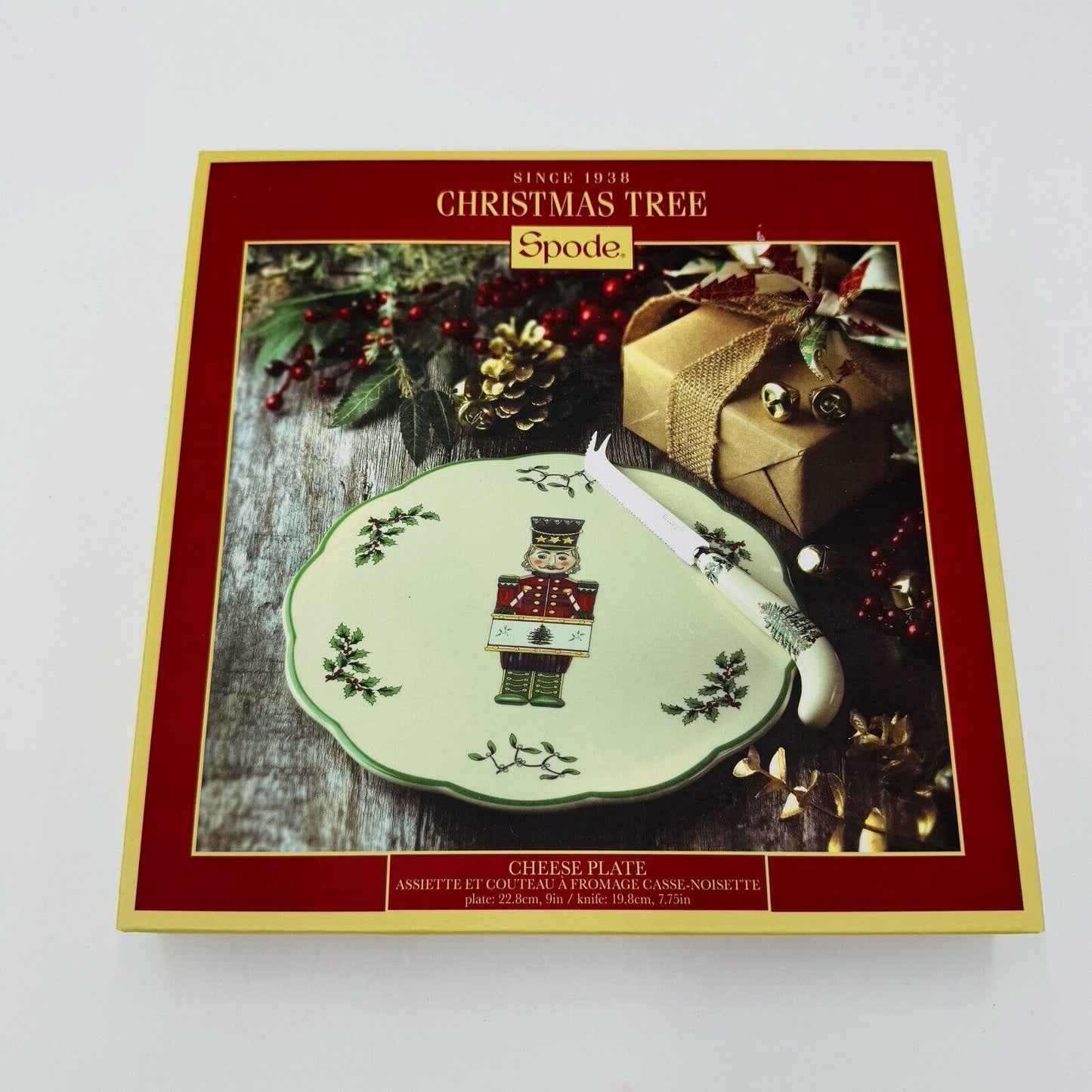 Spode Christmas Tree Nutcracker Cheese Plate & Knife Set NIB