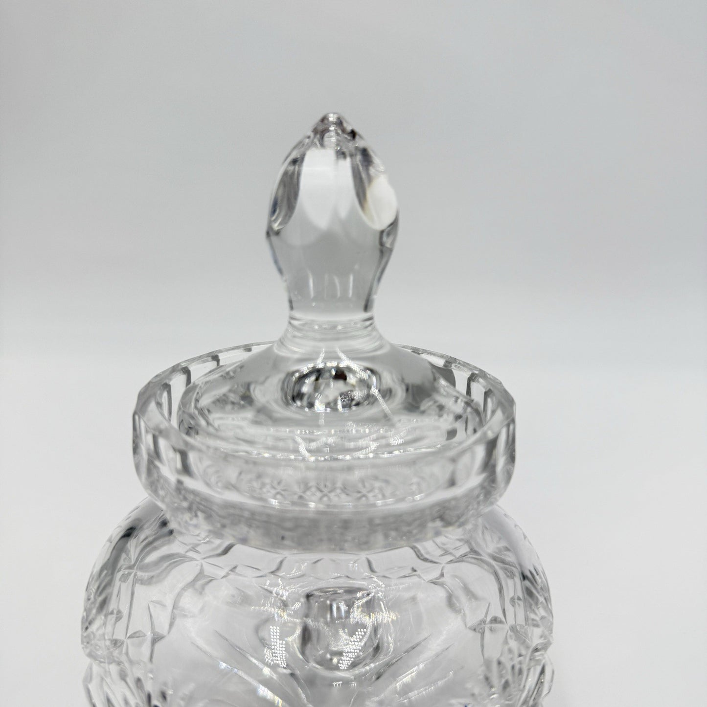 Vintage Essex crystal Footed Jam/Jelly W/lid Spoon Cut Clear