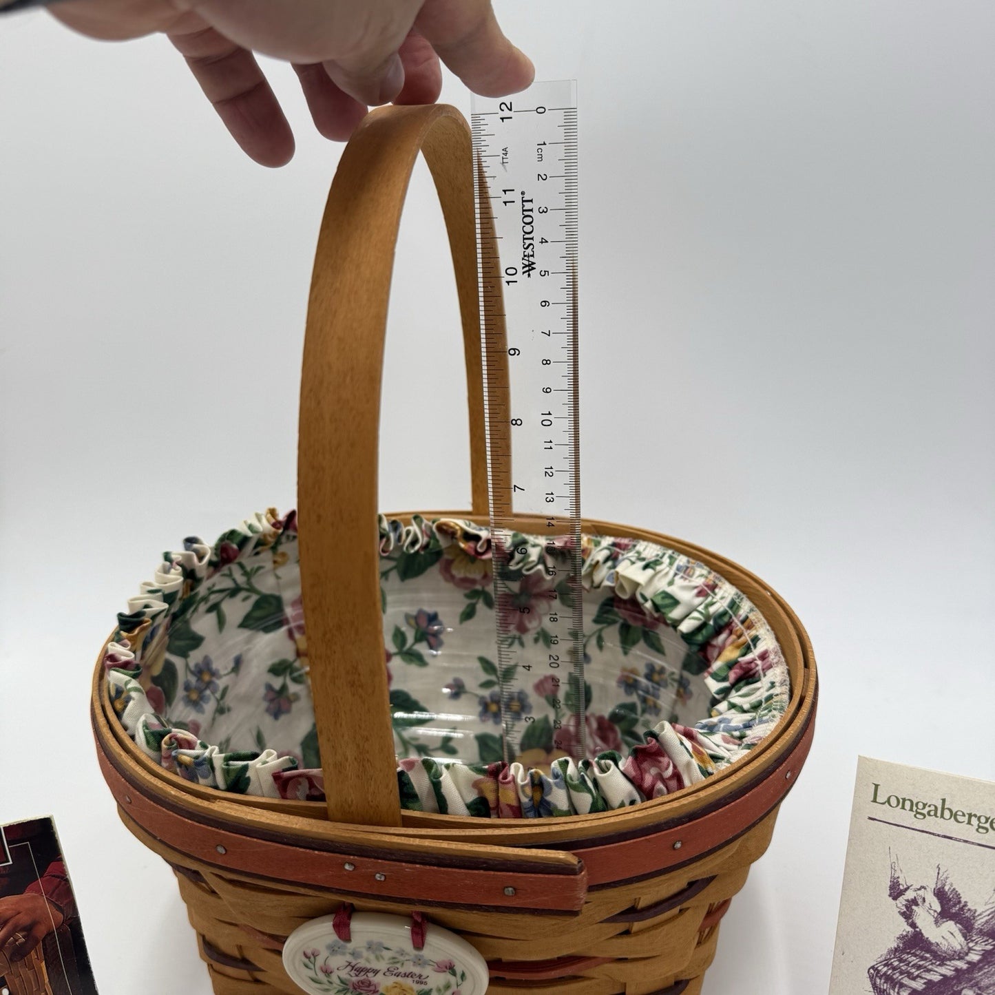 Vintage Longaberger 1995 Easter Basket w/Liner Protector 10”x 9"x6" Woven COA
