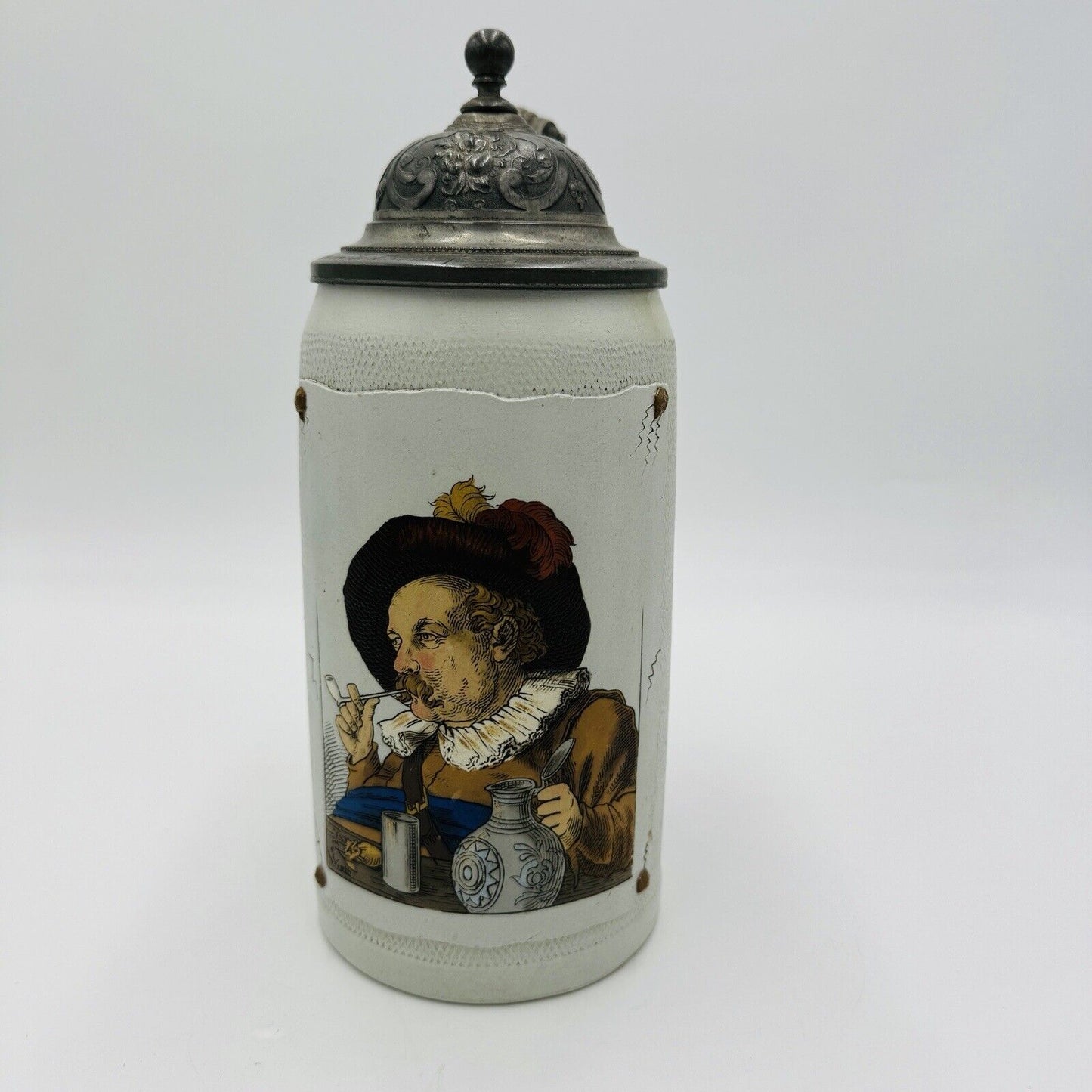 Antique German Mettlach Villeroy & Boch Beer Stein 1887 Large 9.5” Painted 1L