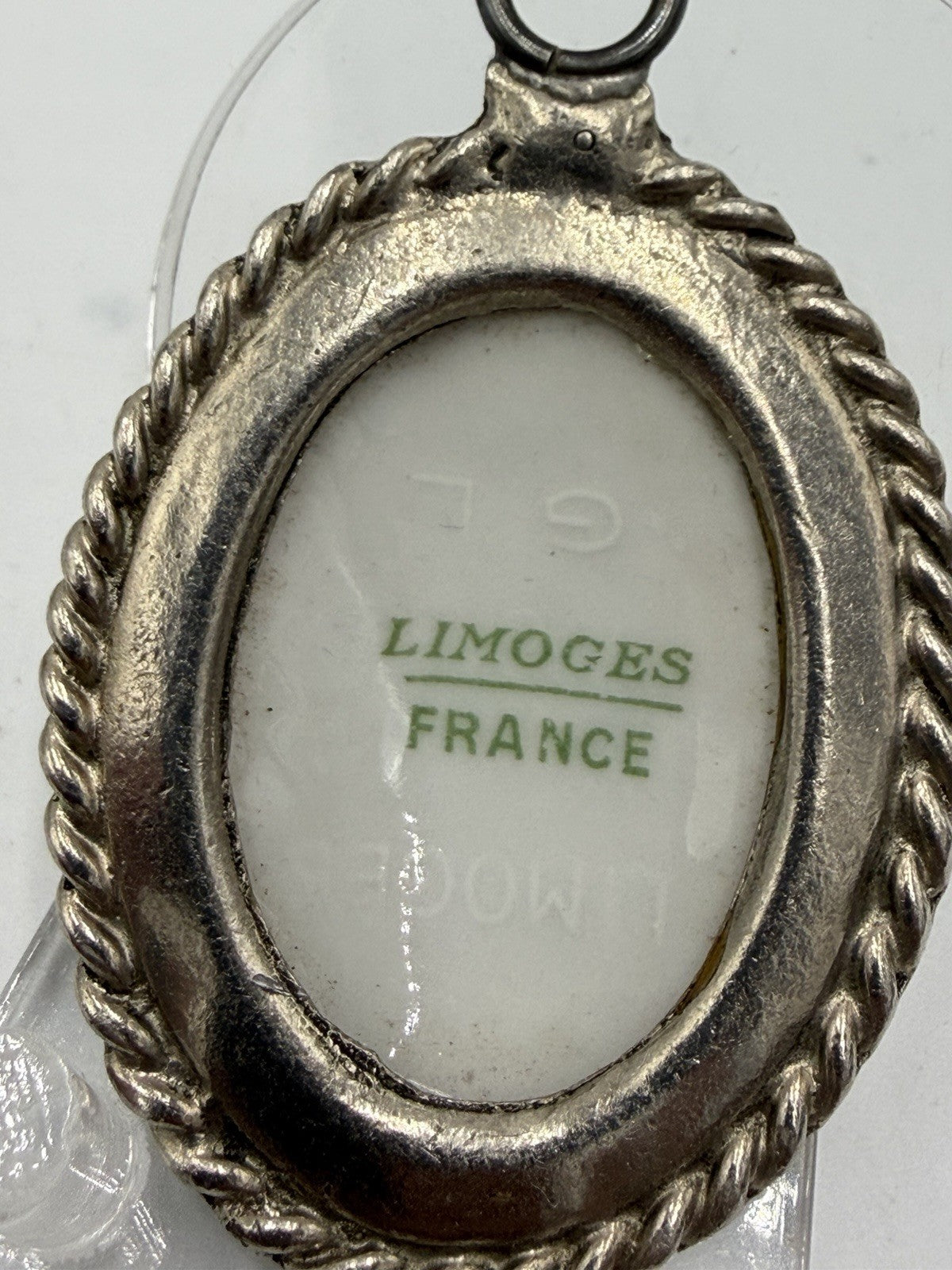 Limoges France Porcelain Portrait Oval Victorian Woman Pendant 2” Cameo