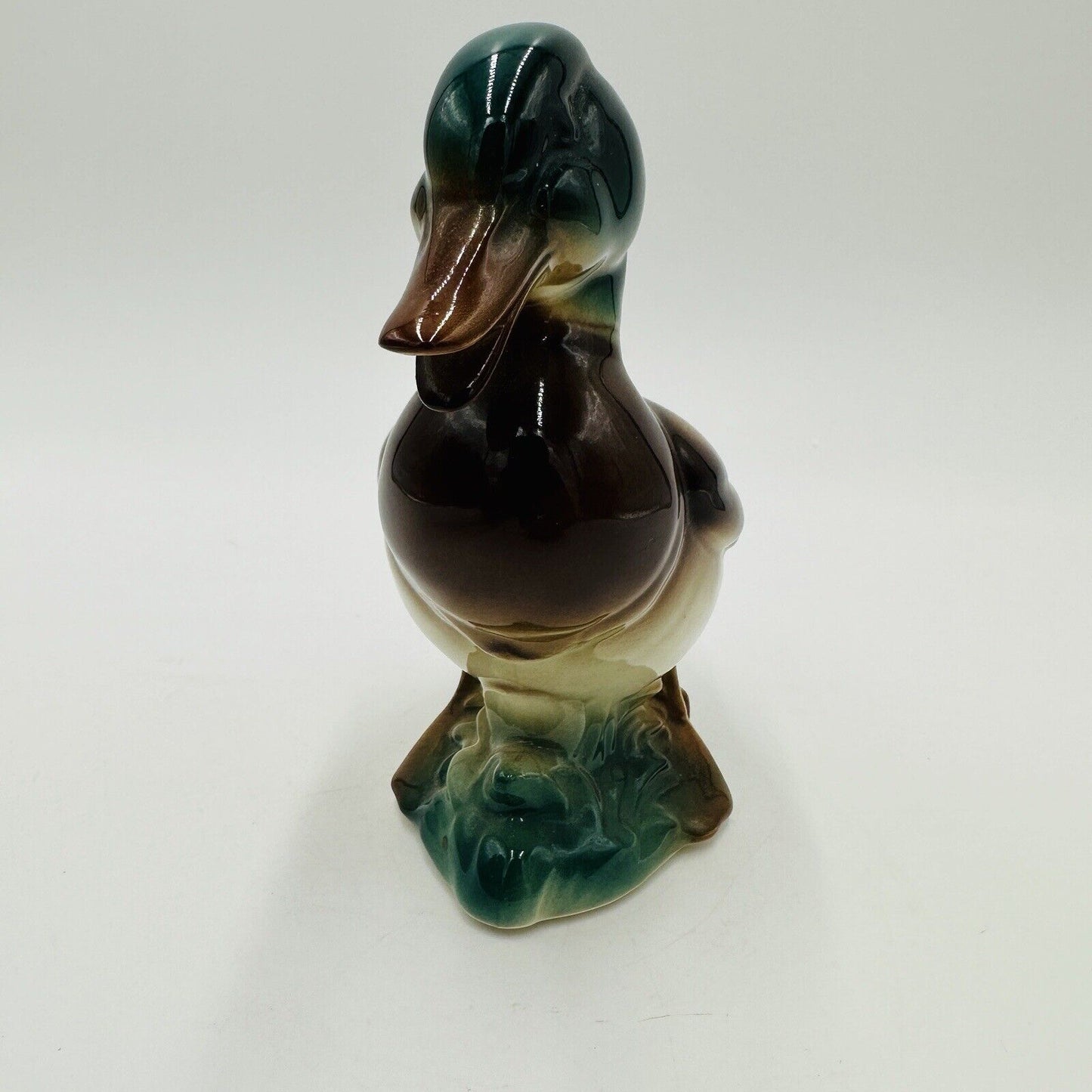 Royal Copley Duck Figurine Mallard Glazed Pottery Colorful Standing USA Vintage