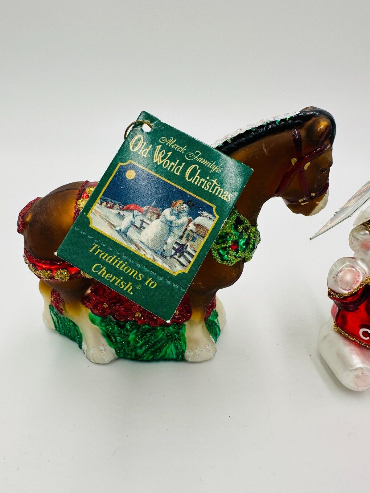 Old World Christmas Clydesdale Ornament 1st Bear 12255 Glass Blown Holiday